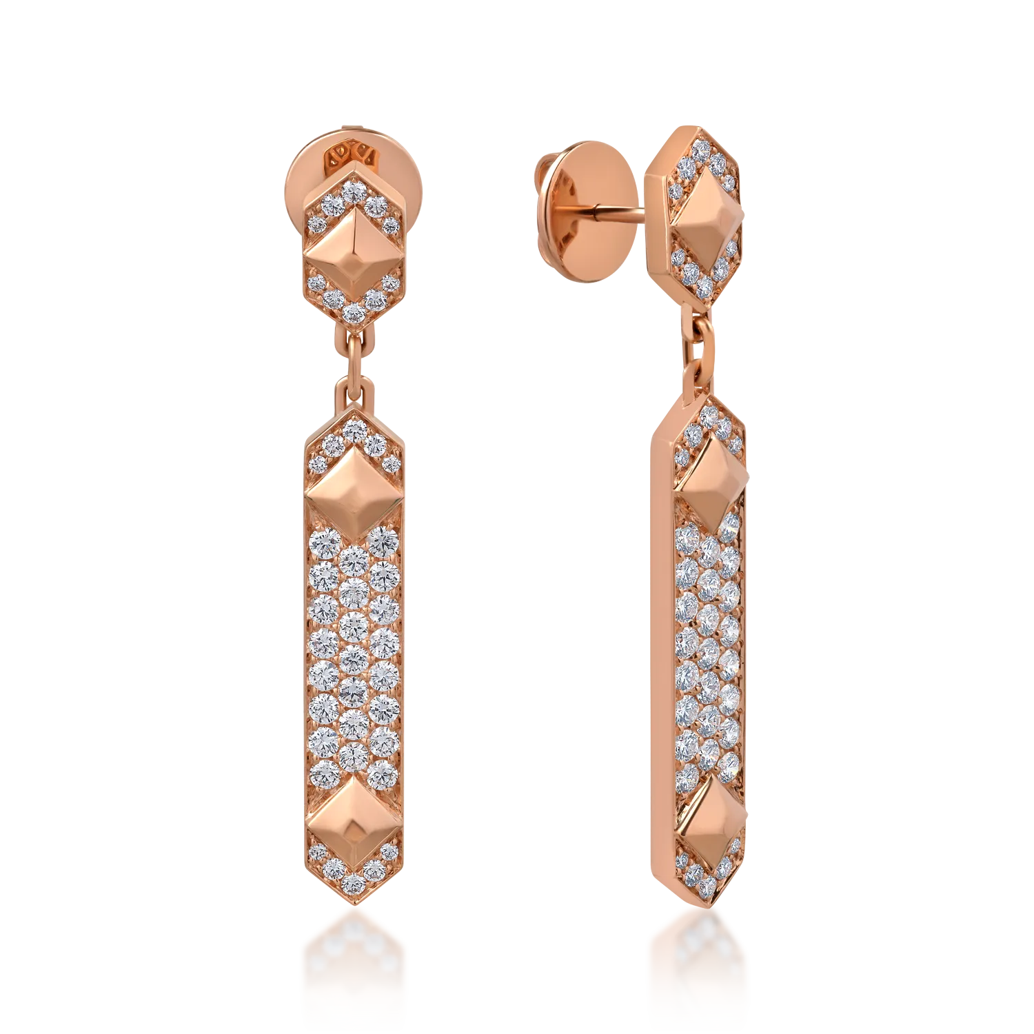 Cercei din aur roz cu diamante de 1.46ct