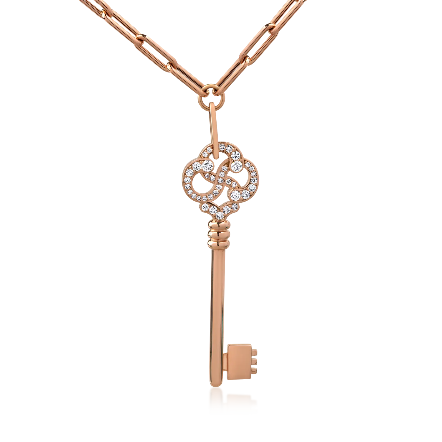 18K rose gold key pendant necklace with 0.66ct diamonds