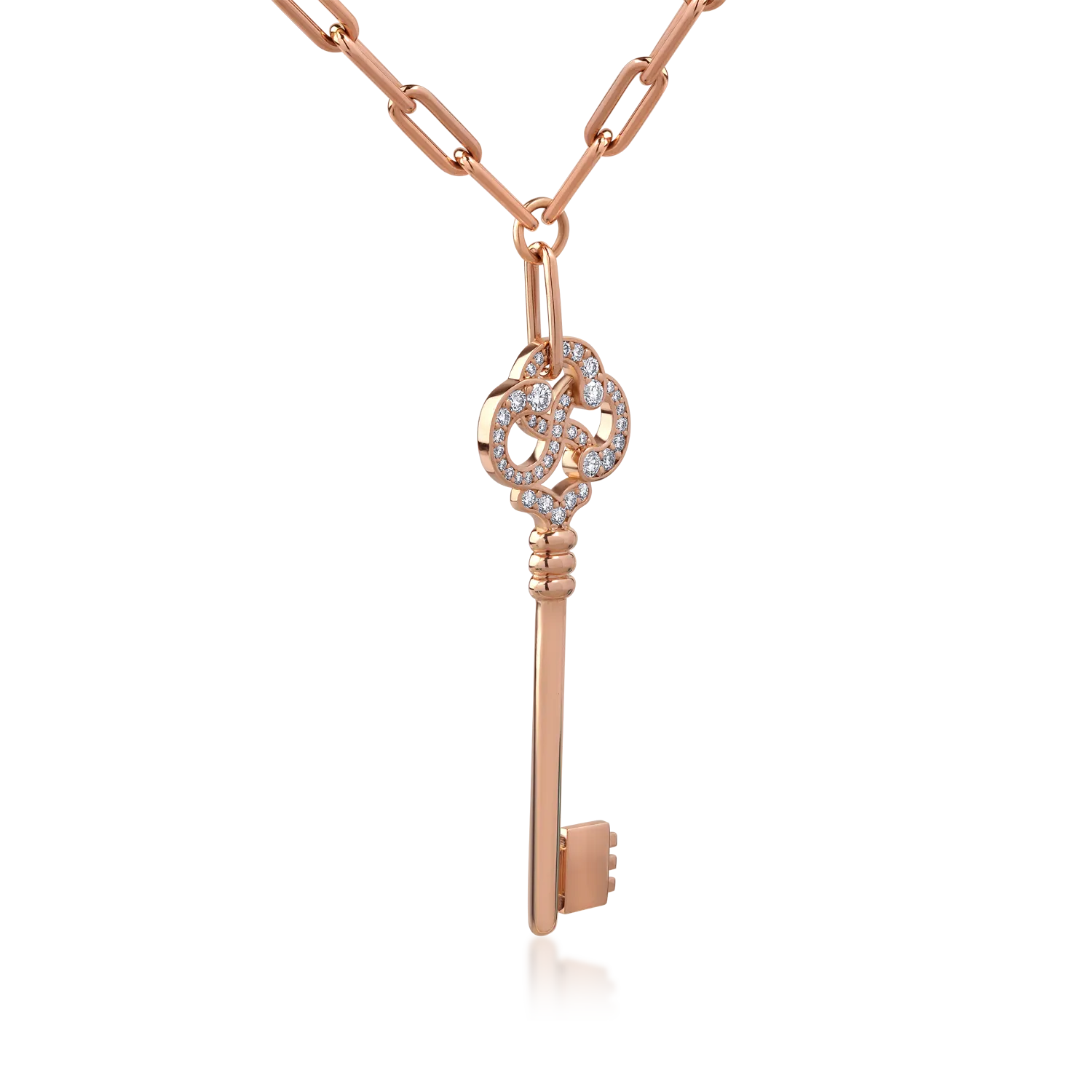 18K rose gold key pendant necklace with 0.66ct diamonds