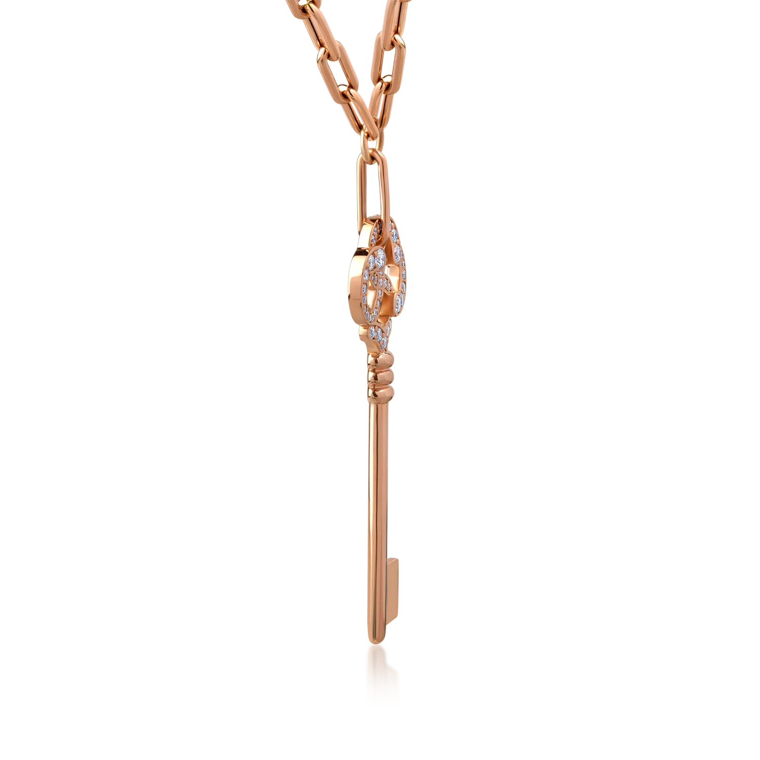 18K rose gold key pendant necklace with 0.66ct diamonds