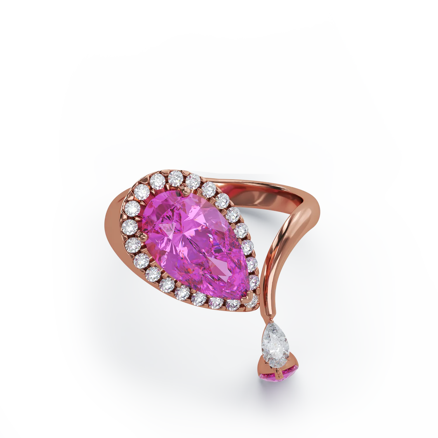 Inel din aur roz cu safire roz de 4.33ct si diamante de 0.47ct