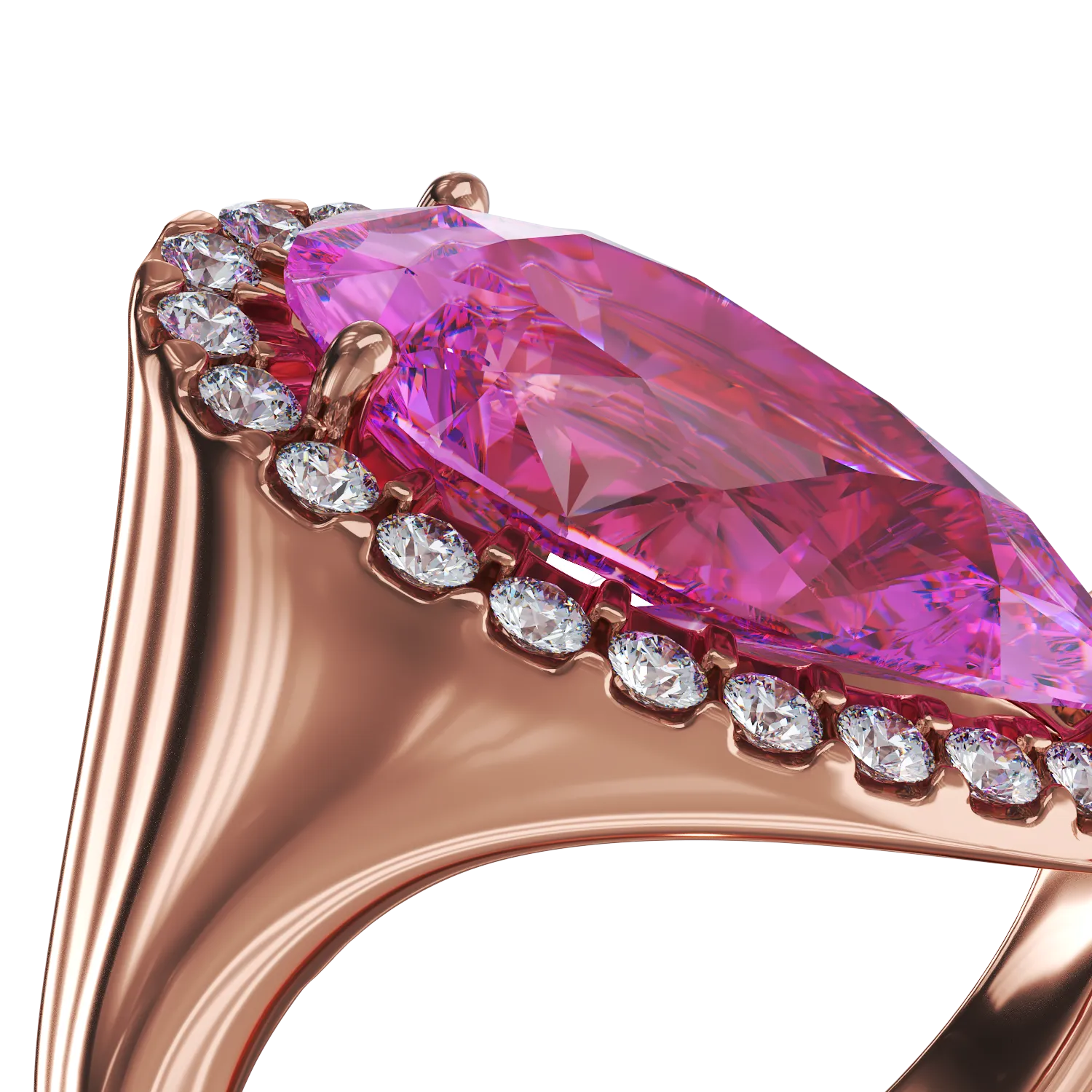 Inel din aur roz cu safire roz de 4.33ct si diamante de 0.47ct