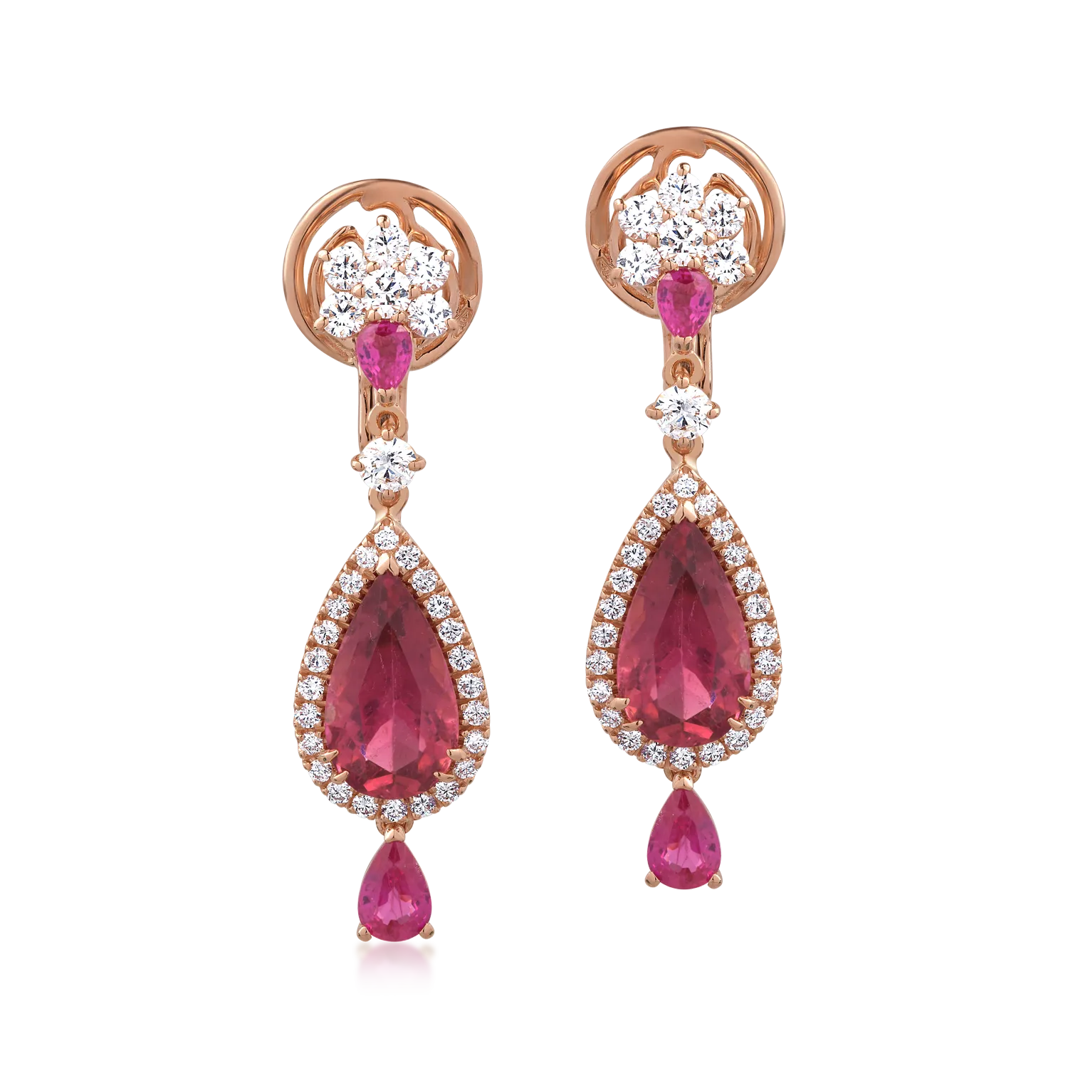 Cercei din aur roz de 18K cu pietre pretioase si semipretioase de 8.23ct-126462