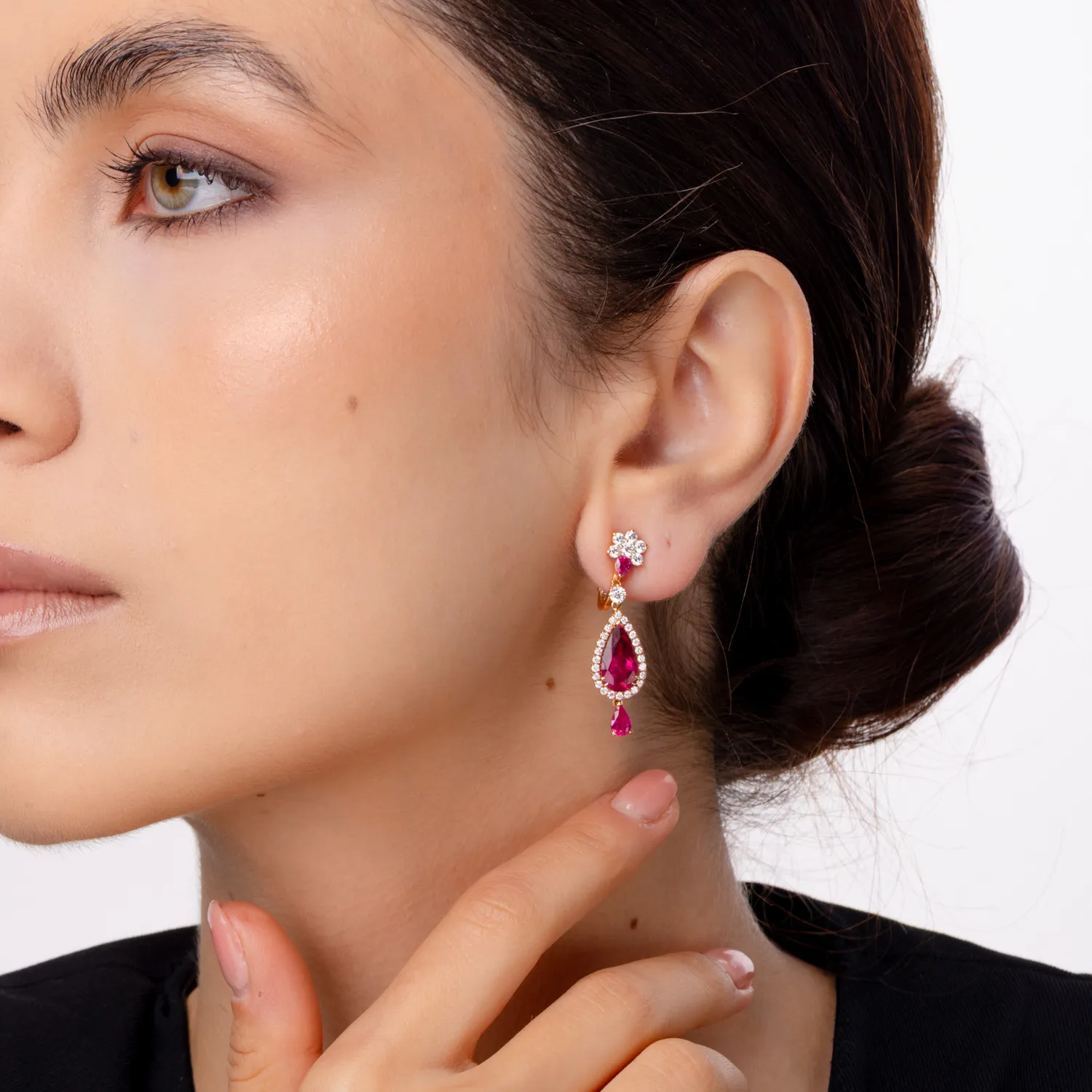 Kolczyki z 18K różowego złota z 8.23ct kamieniami szlachetnymi i półszlachetnymi