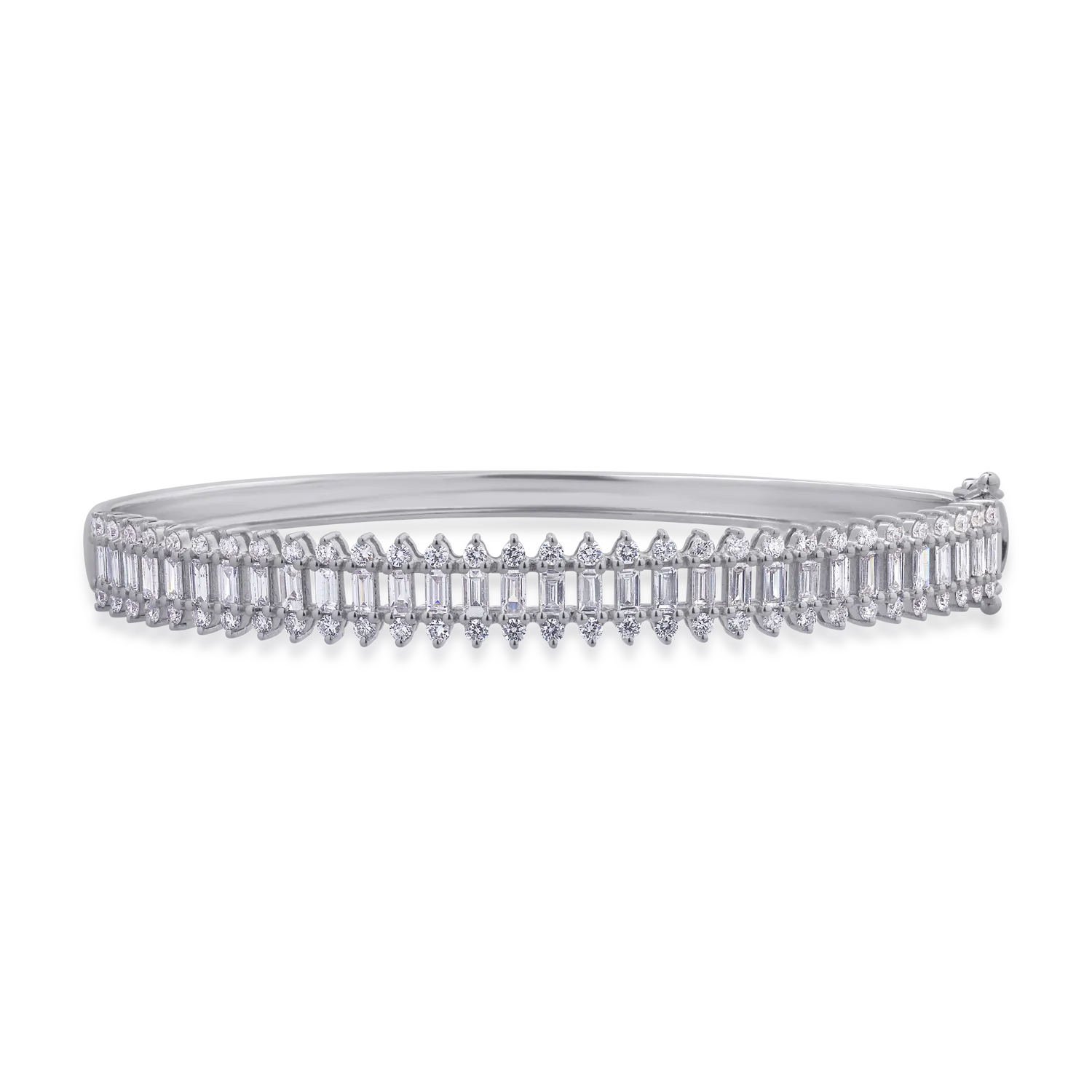 Bratara din aur alb cu diamante baguette si rotunde de 2.41ct