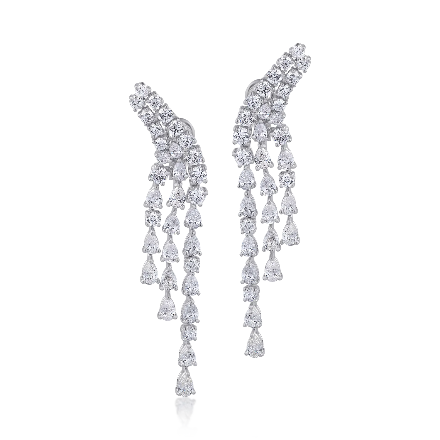Teilor Cercei din aur alb cu diamante pear si round de 6.19ct