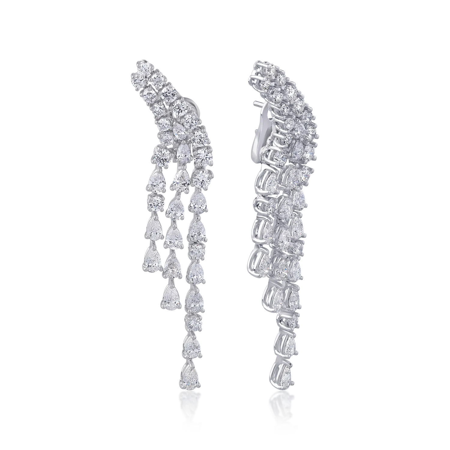 Cercei din aur alb cu diamante pear si round de 6.19ct