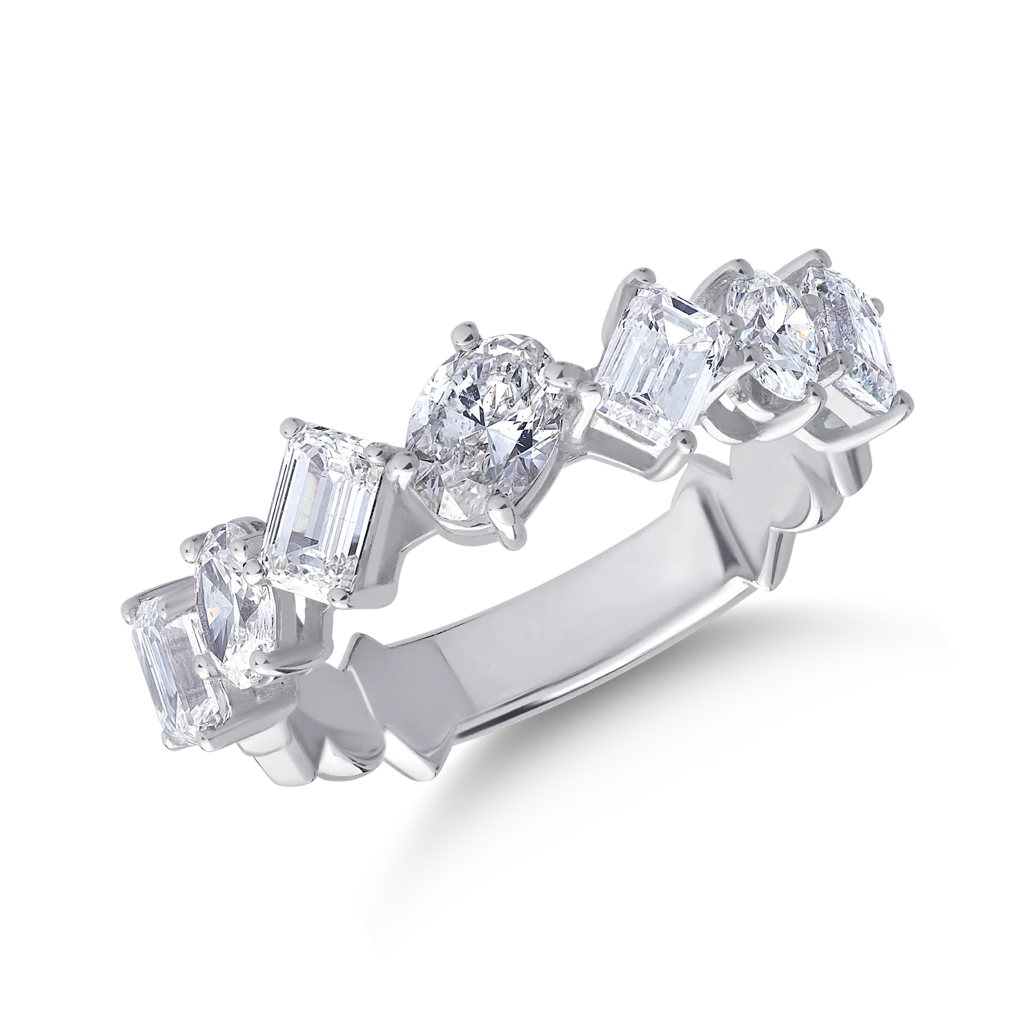 Inel din aur alb cu diamante emerald si ovale de 2.04ct