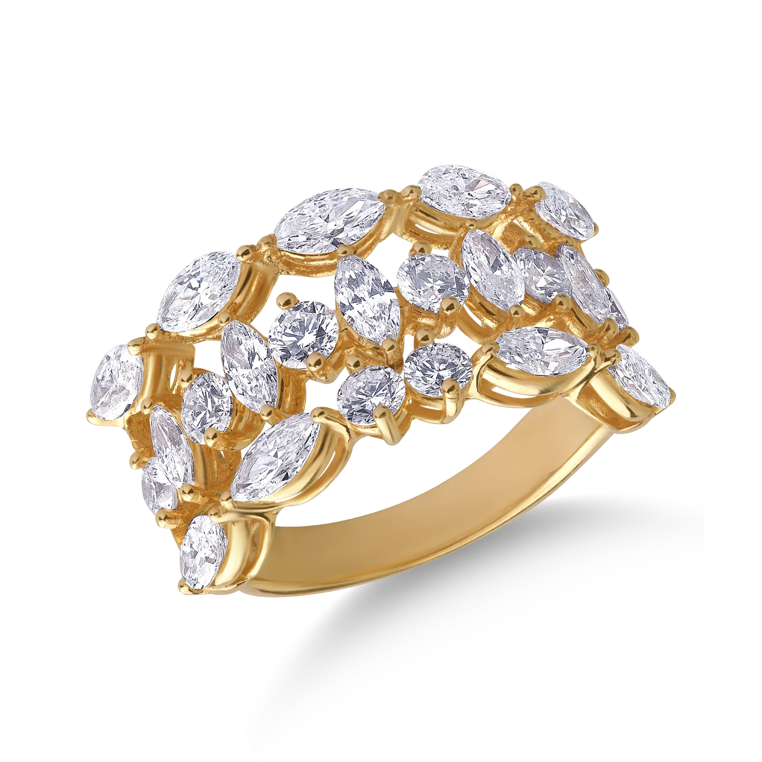 18K sárga arany gyűrű 2.8ct gyémántokkal
