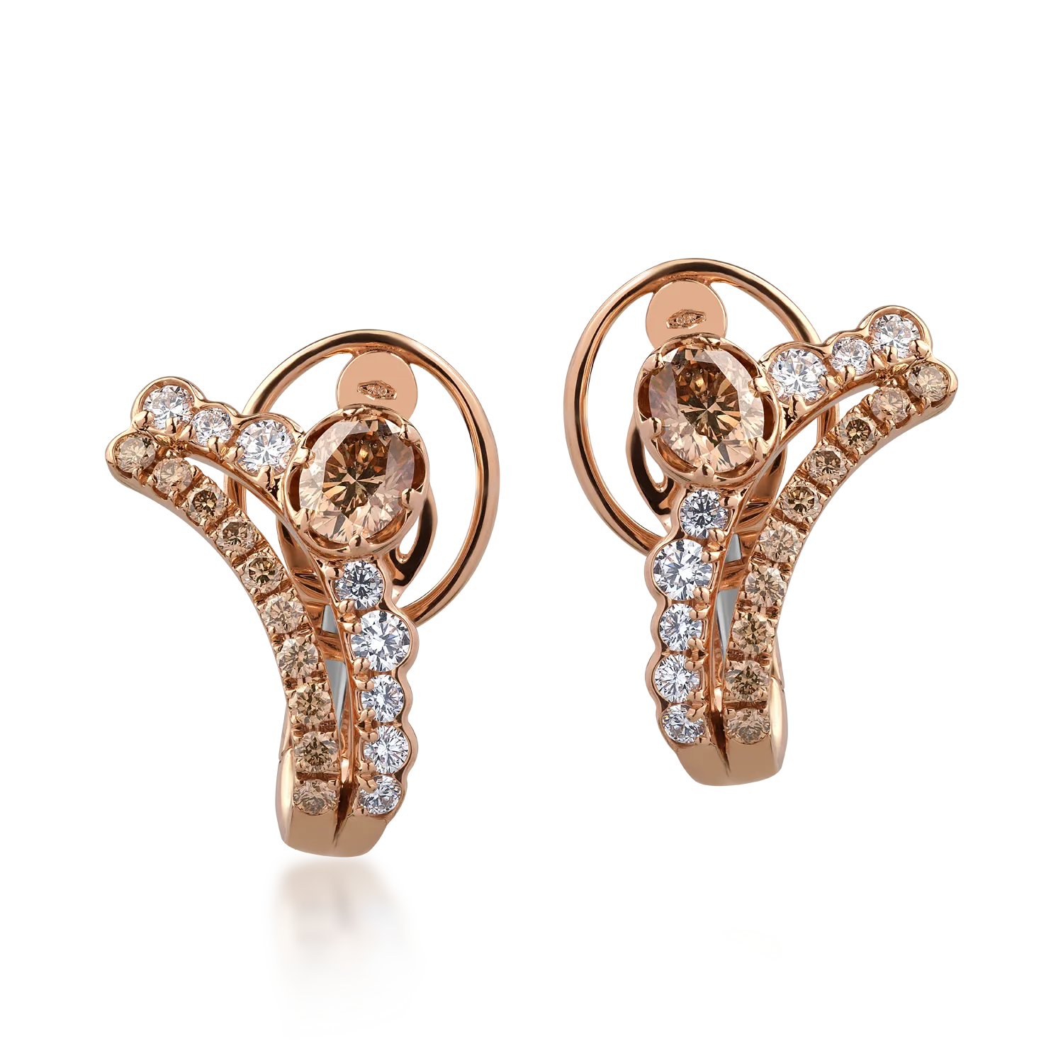 18K rose gold earrings with 2.15ct diamonds