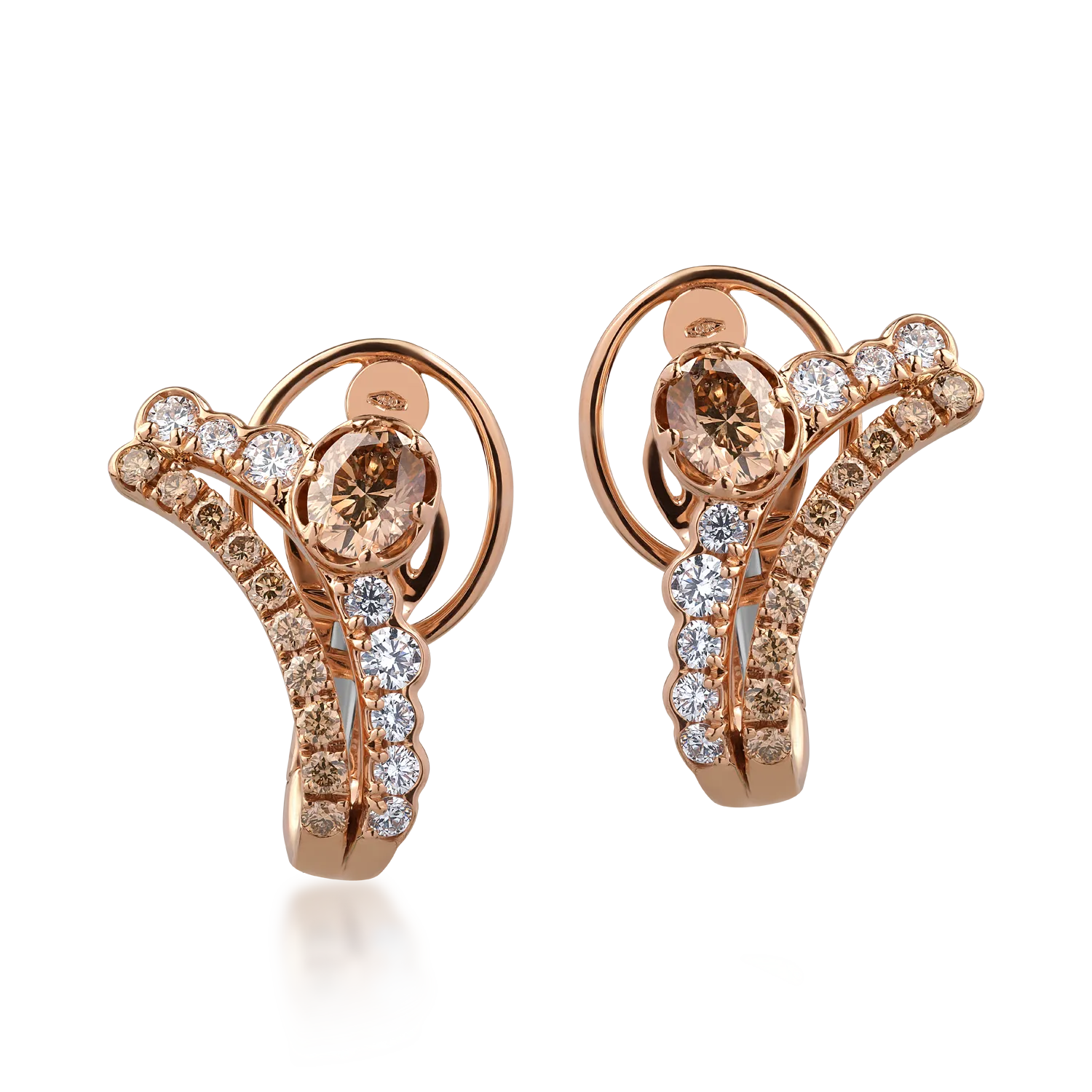 Teilor Cercei din aur roz cu diamante ovale si round de 2.15ct