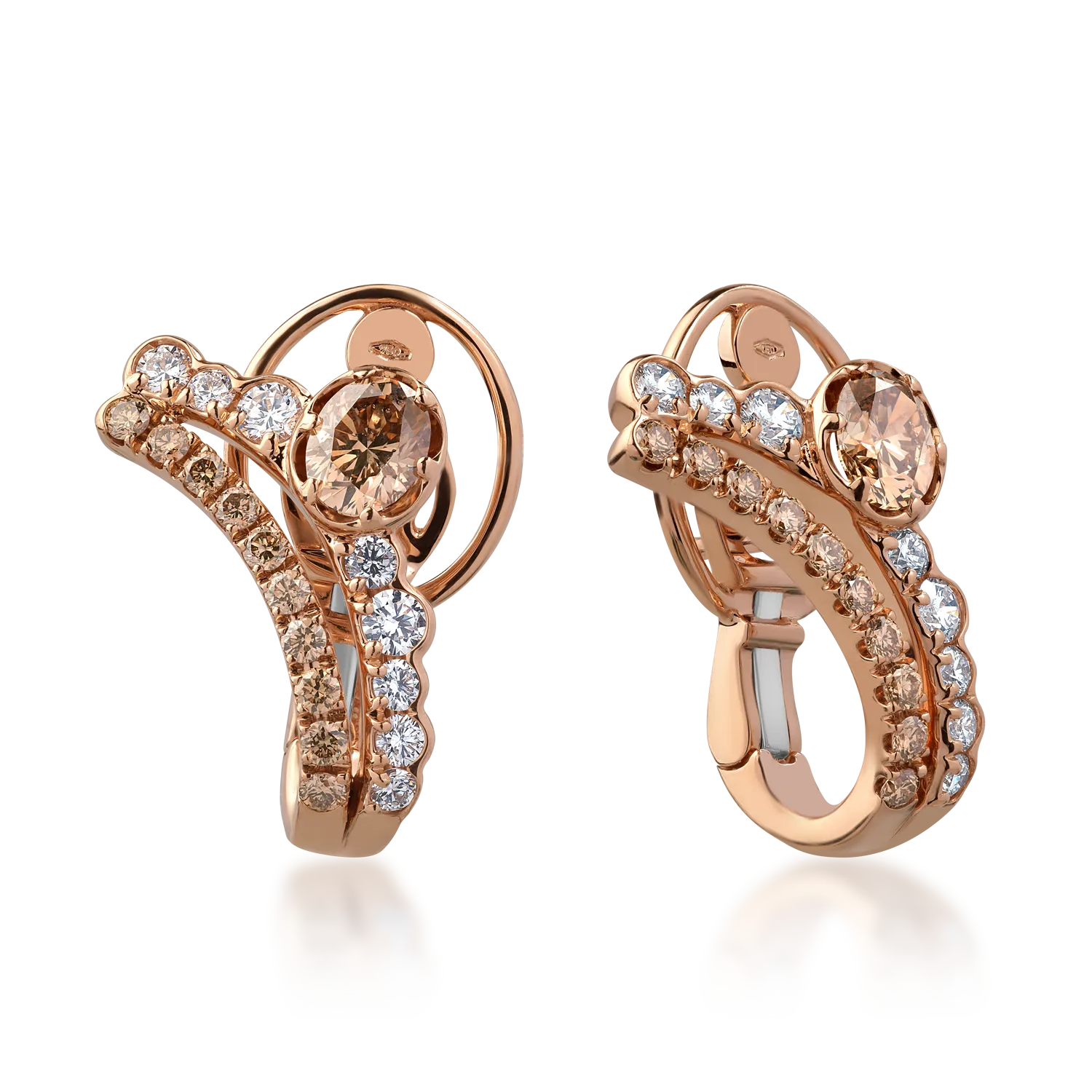 Обеци от 18K розово злато с 2.15ct диаманти