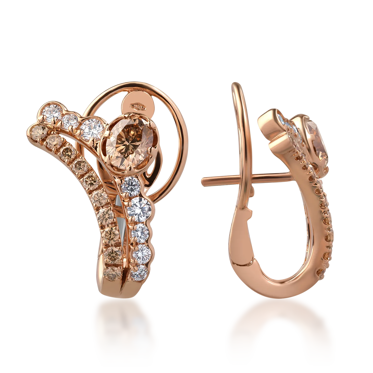 Обеци от 18K розово злато с 2.15ct диаманти