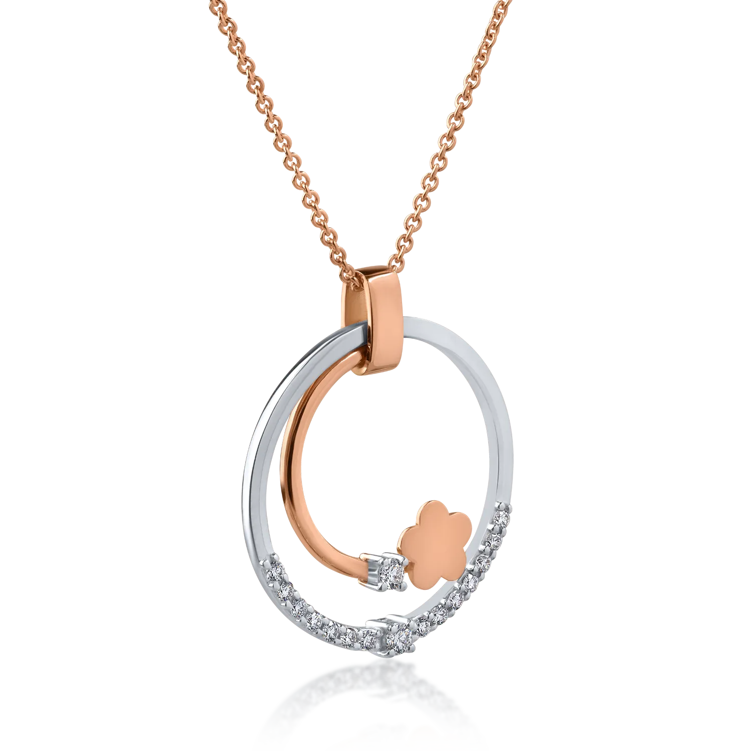 Колие с висулка от 18K бяло розово злато с диаманти 0.2ct