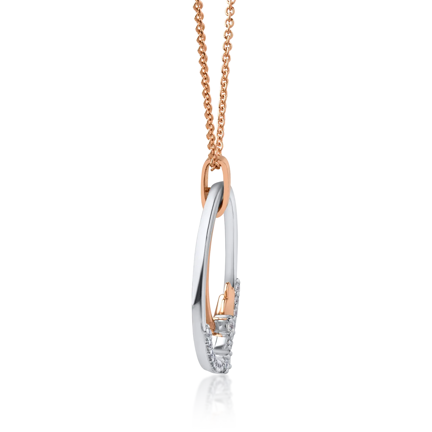 Колие с висулка от 18K бяло розово злато с диаманти 0.2ct