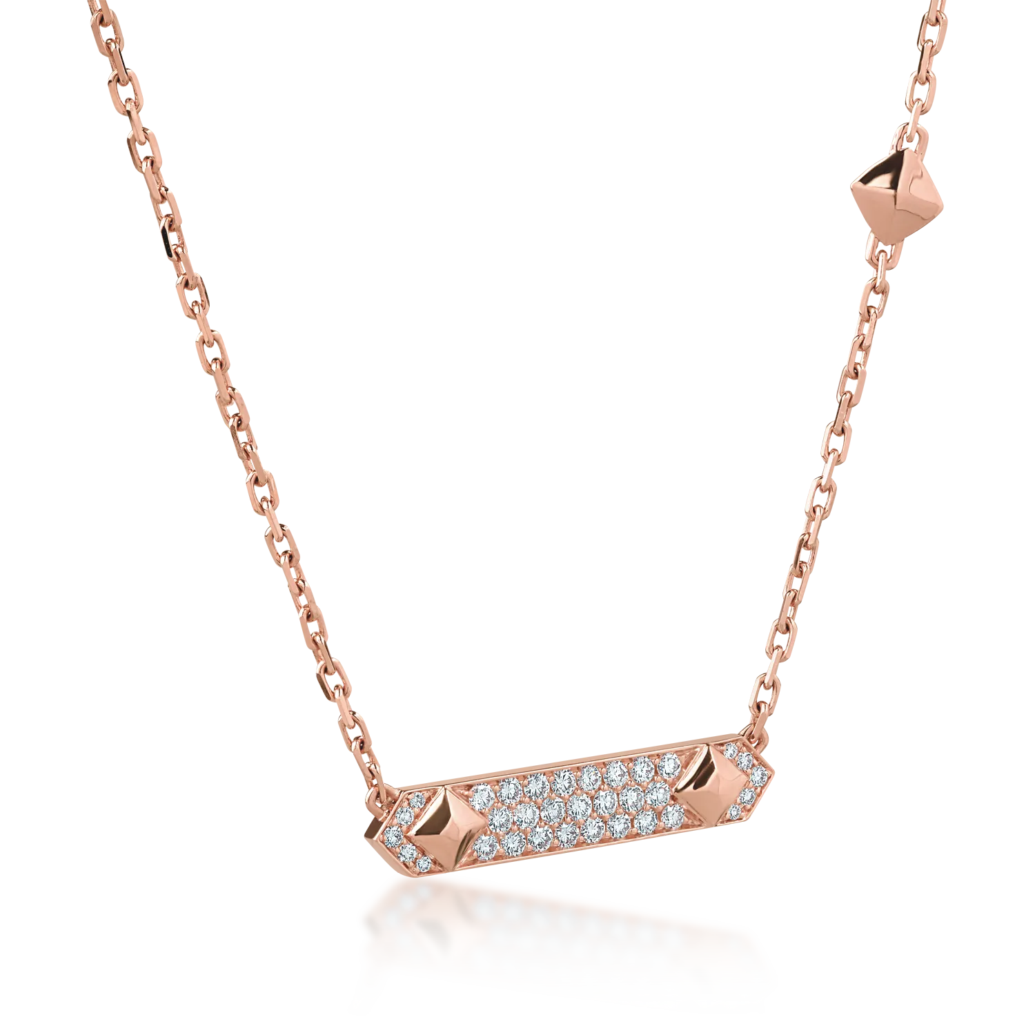 Lant cu pandantiv din aur roz de 18K cu diamante de 0.65ct