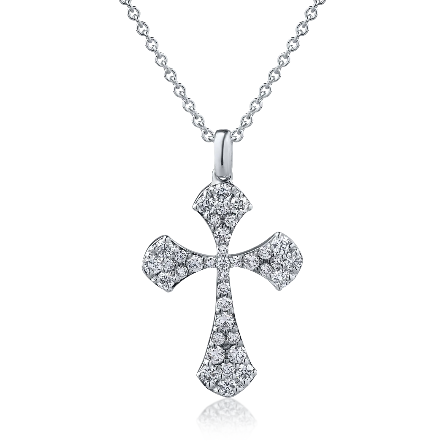 Teilor Lant cu pandantiv cruce din aur alb cu diamante de 0.81ct