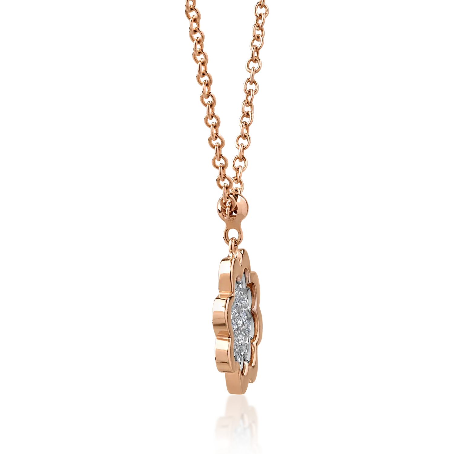 18K rose gold pendant necklace with 0.17ct diamonds