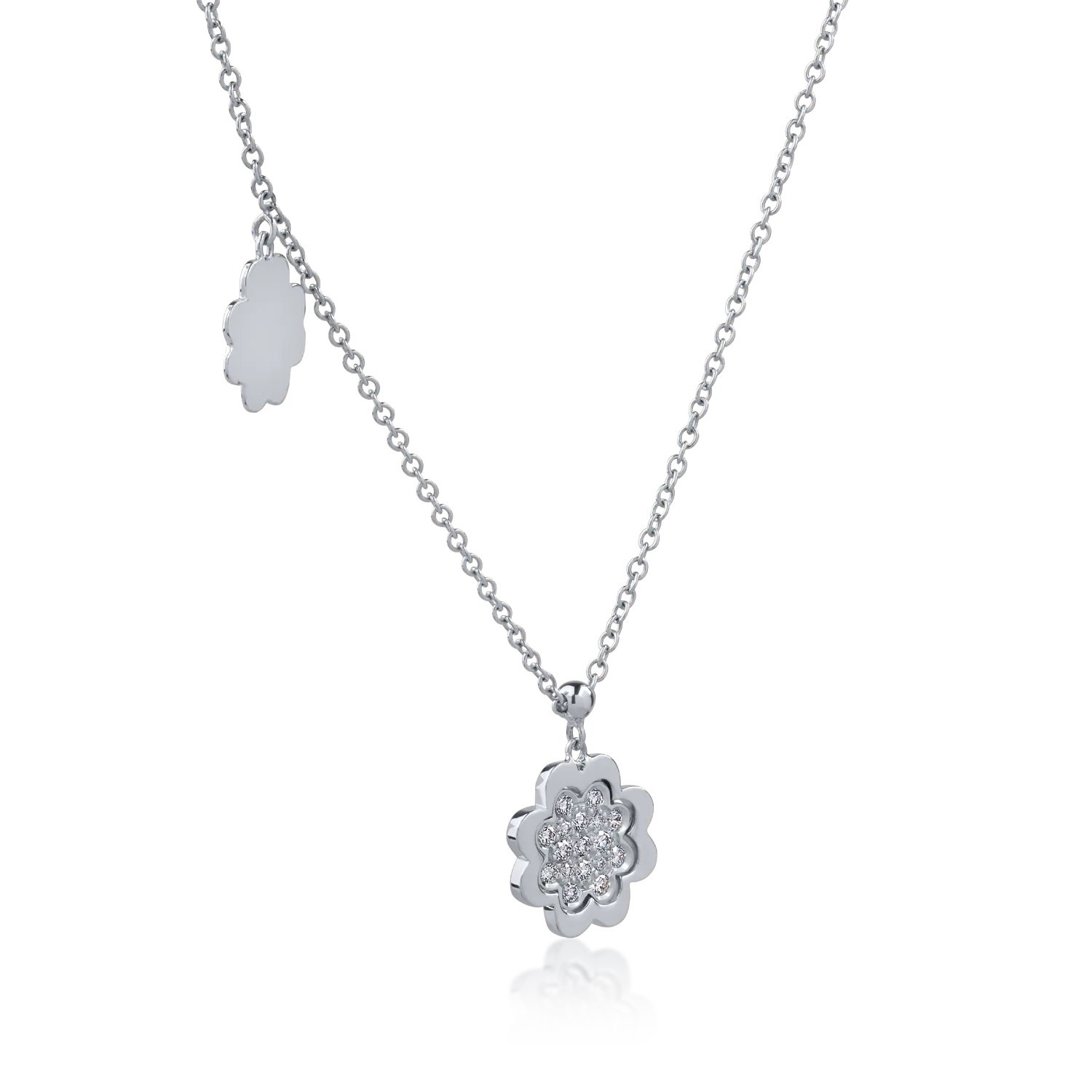 Колие с висулка от бяло злато 18K с диаманти 0.17ct