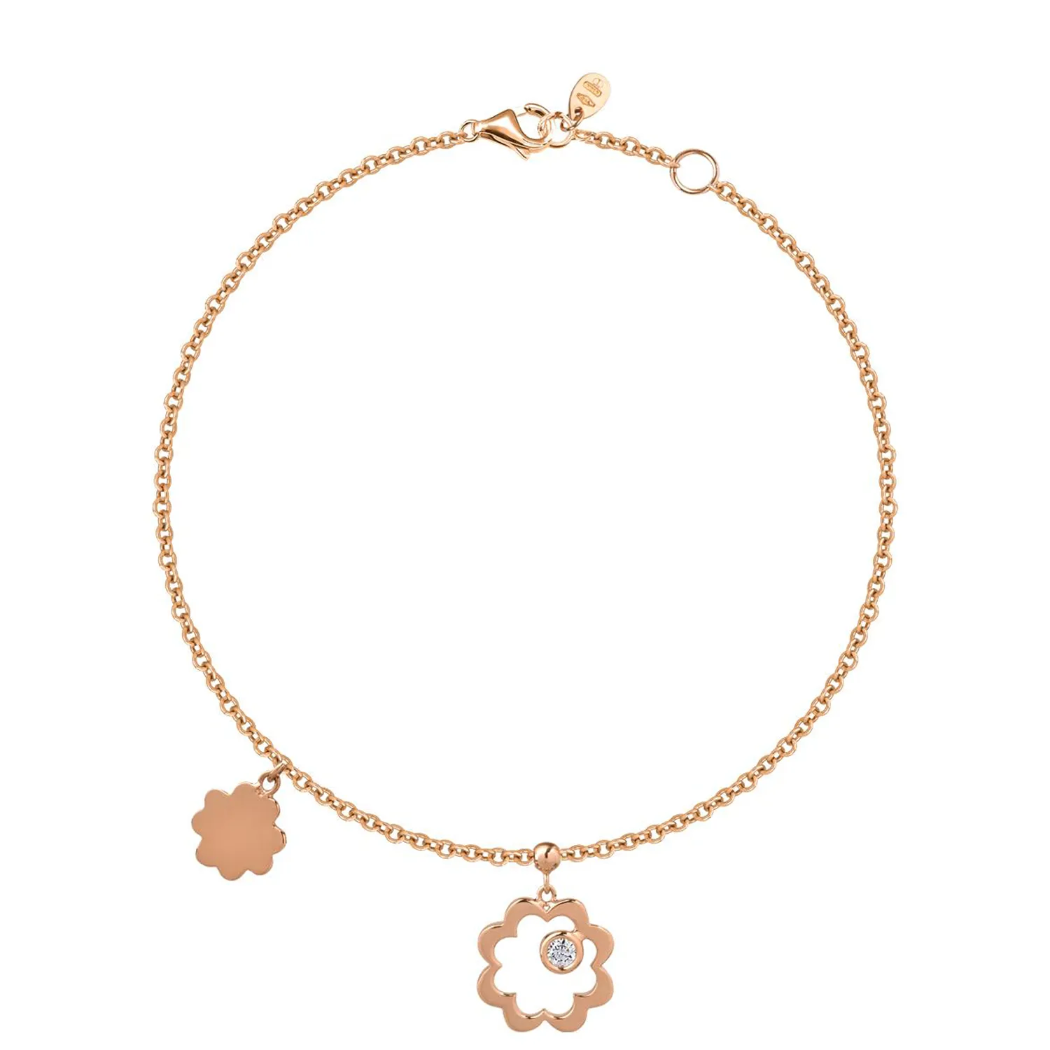 18K rose gold charms bracelet with 0.05ct diamond