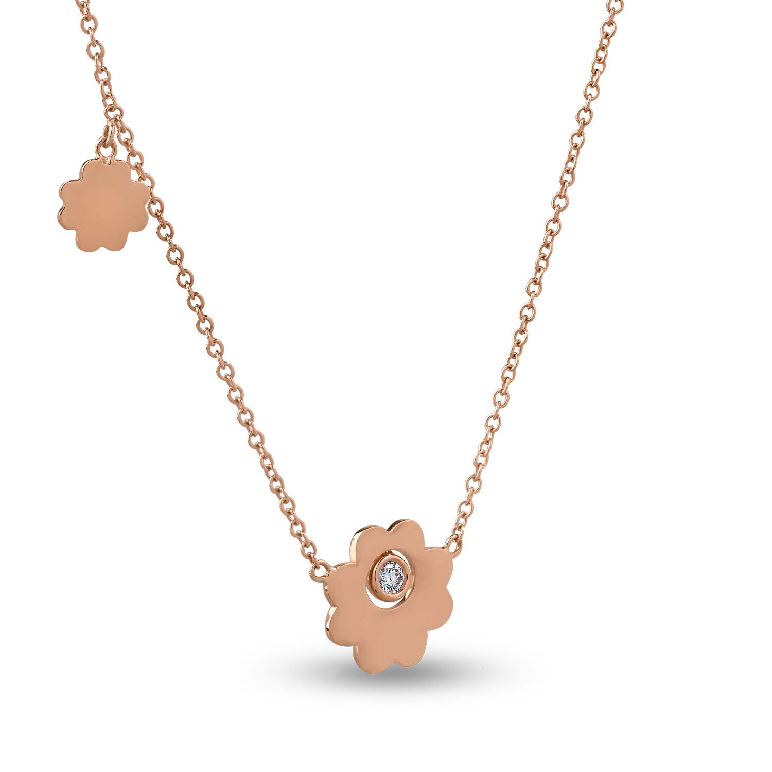18K rose gold pendant necklace with 0.05ct diamond