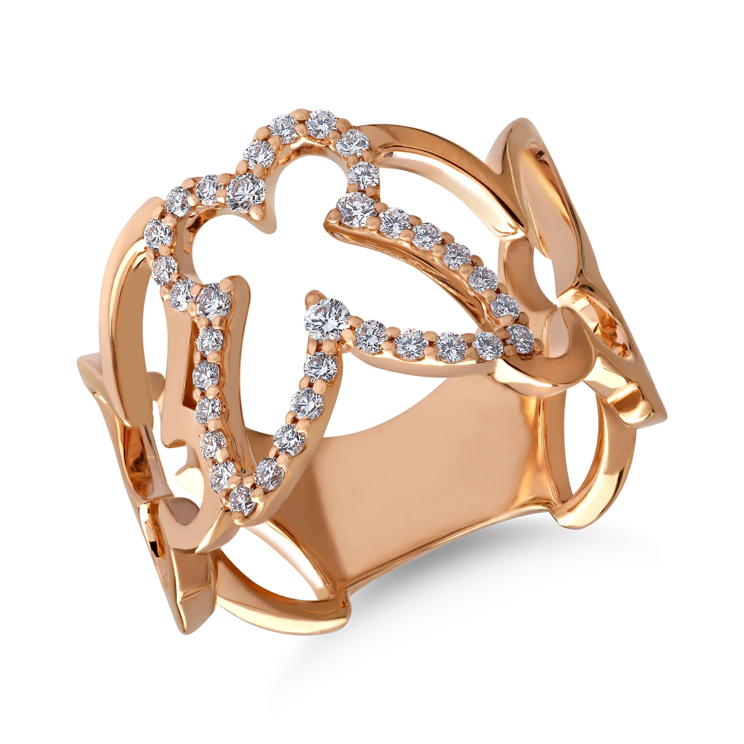 18K rose gold ring with 0.35ct diamonds