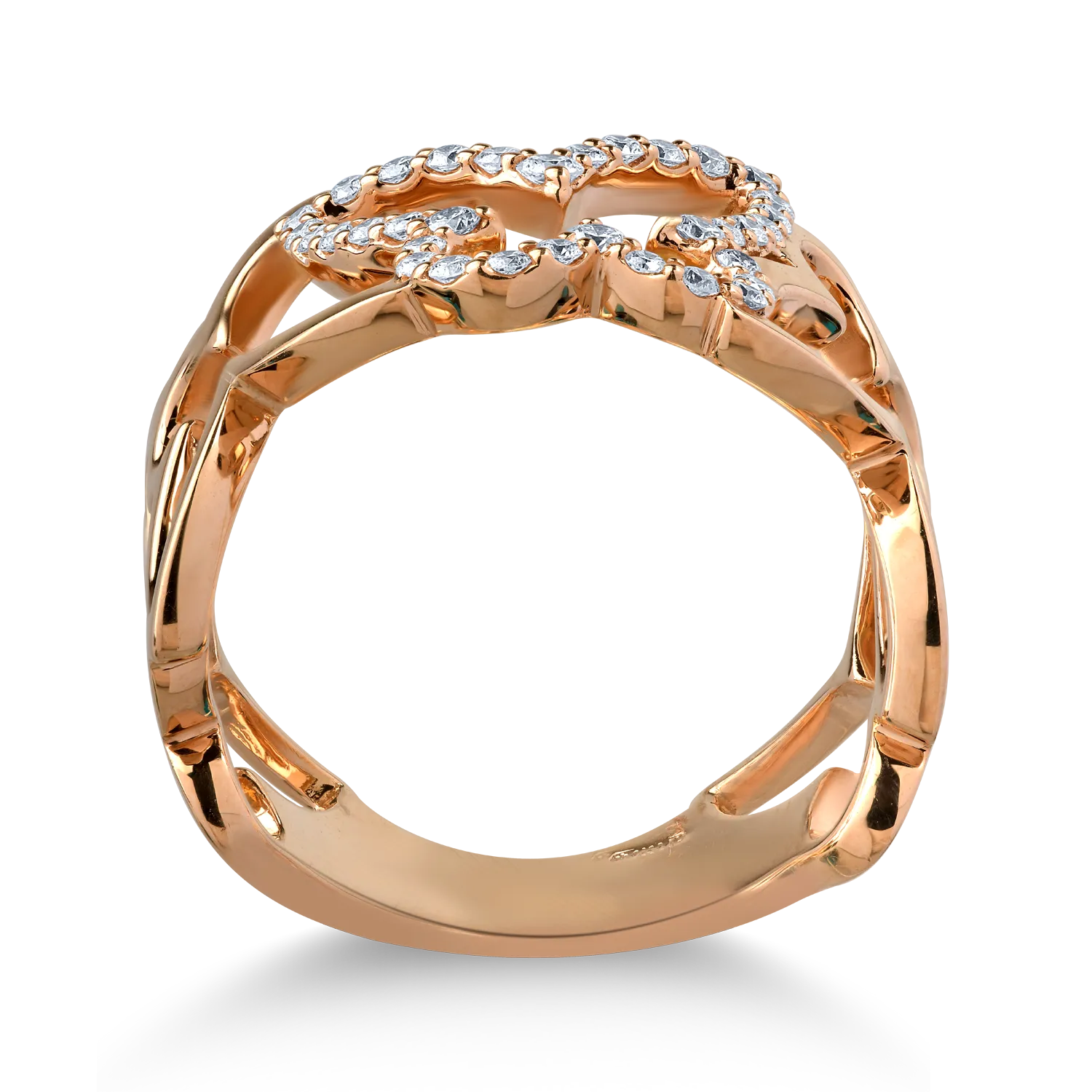 18K rózsa arany gyűrű 0.35ct gyémántokkal