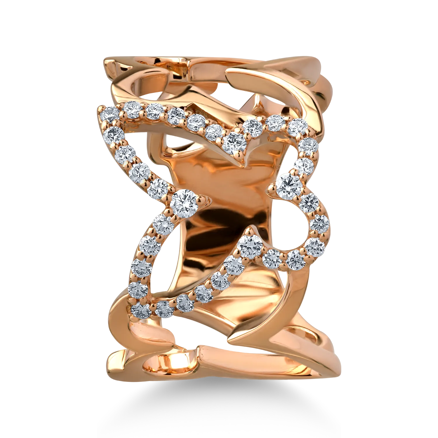 18K rózsa arany gyűrű 0.35ct gyémántokkal