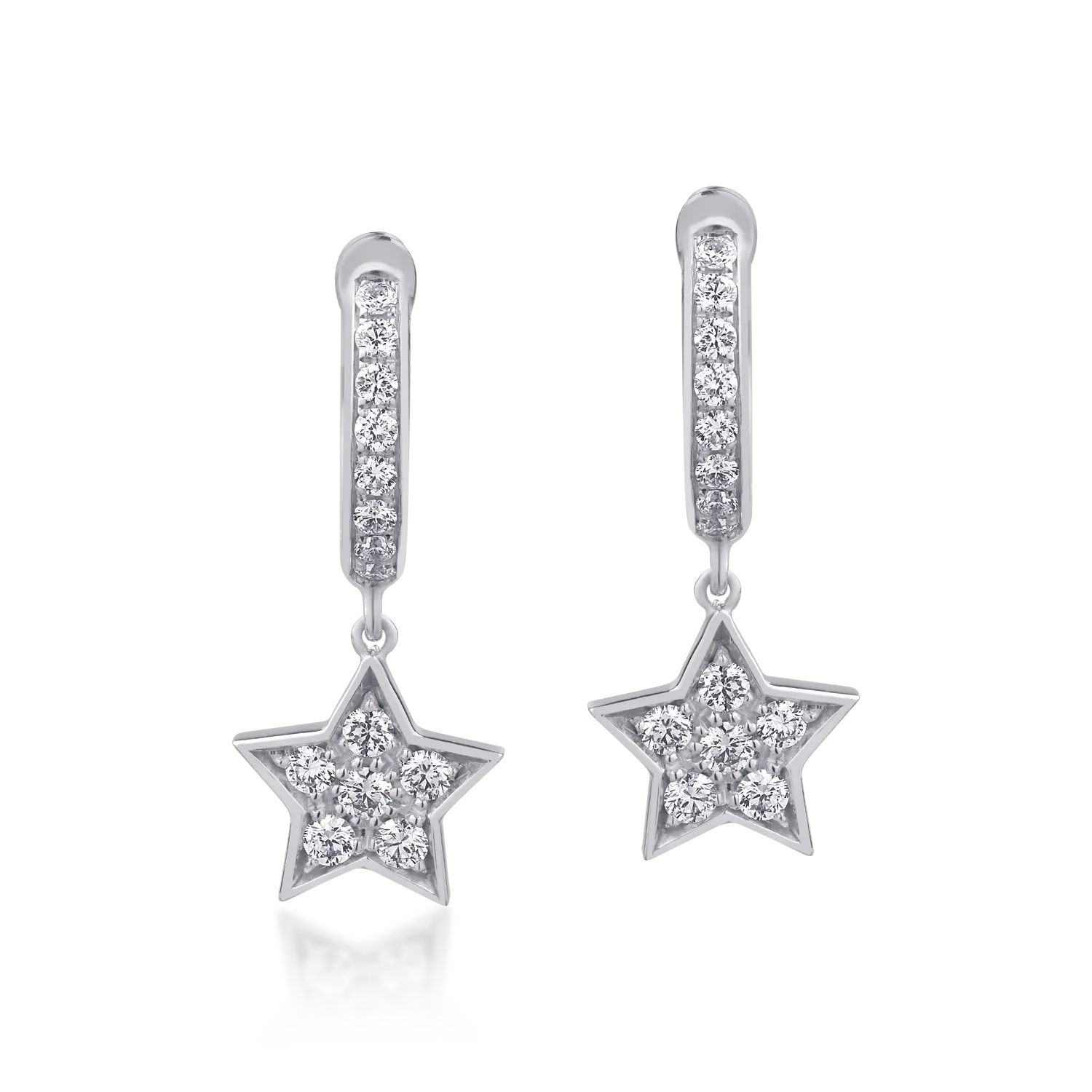 Cercei stele din aur alb cu diamante de 0.4ct
