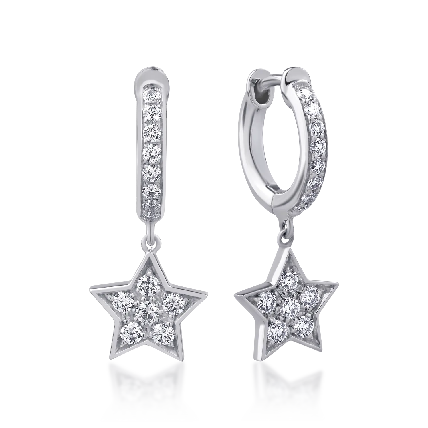 Teilor Cercei stele din aur alb cu diamante de 0.4ct