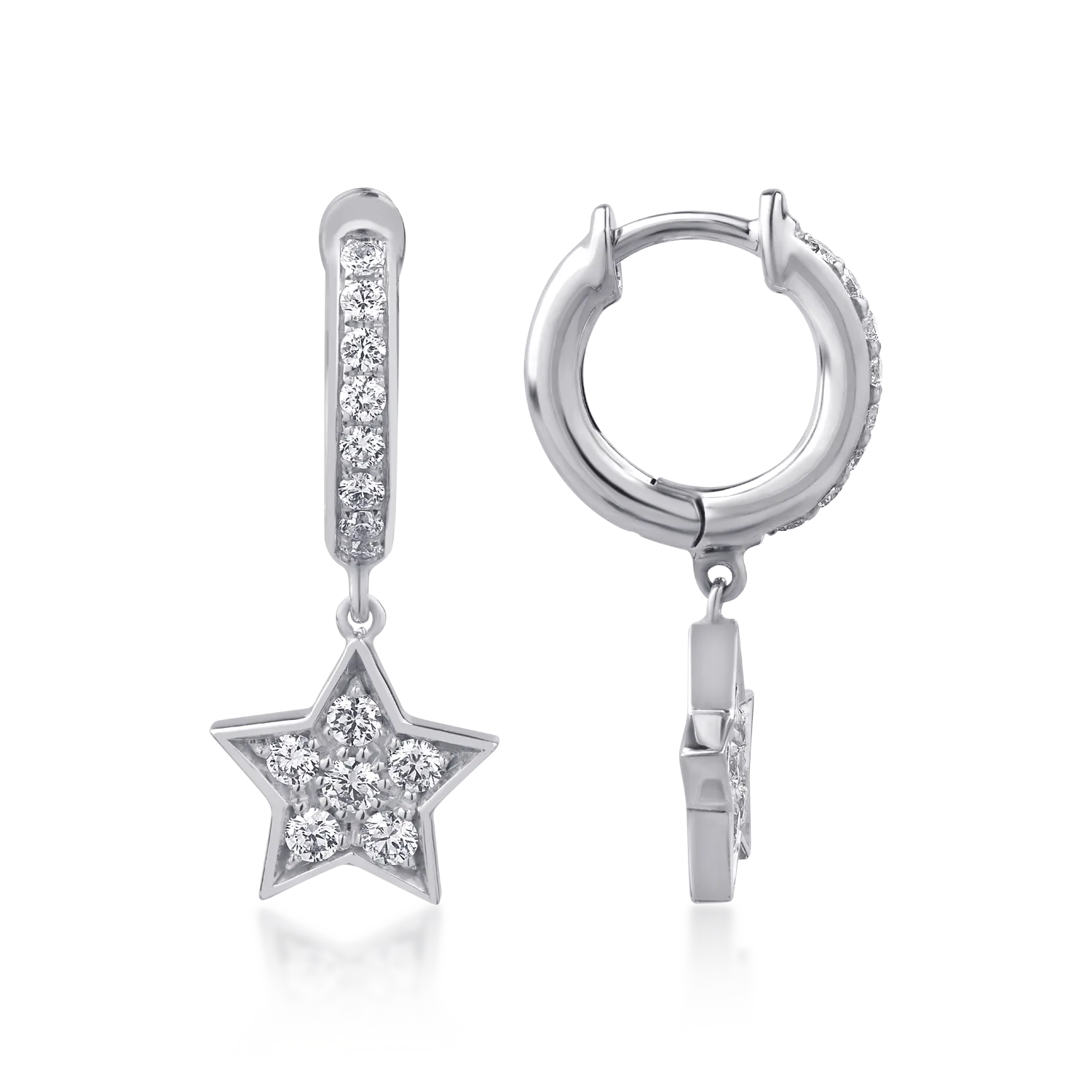 Cercei stele din aur alb cu diamante de 0.4ct - imagine 3