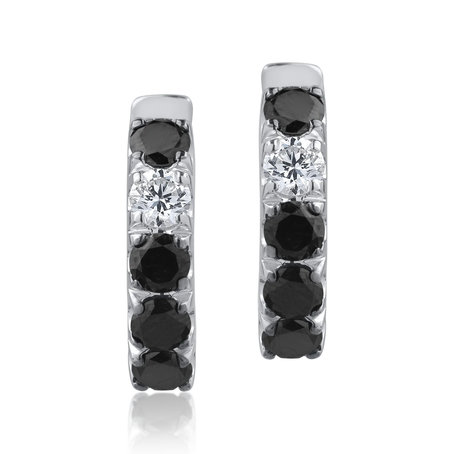 Cercei din aur alb de 18K cu diamante transparente de 0.44ct si diamante negre de 1.68ct