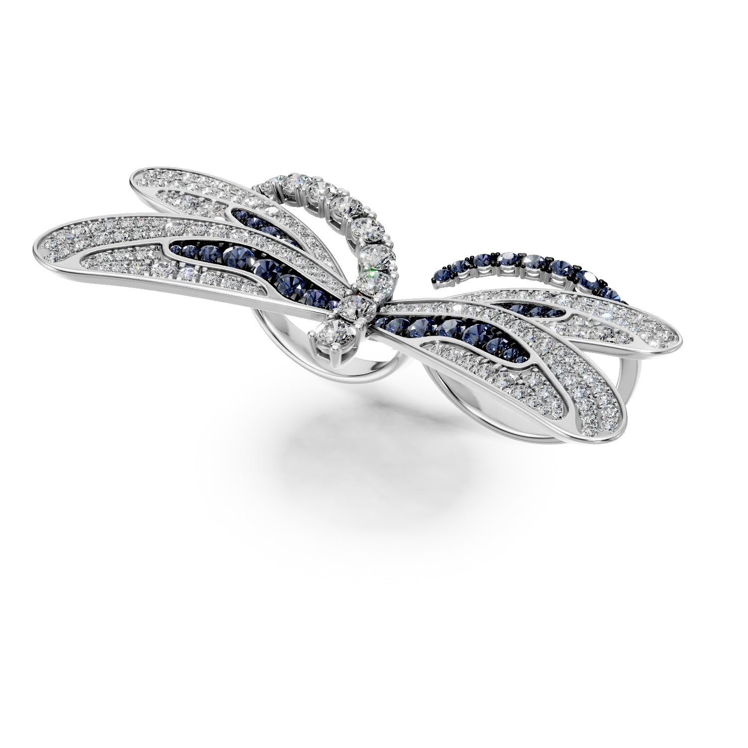Inel din aur alb de 18K cu safire de 1.24ct si diamante de 2.1ct
