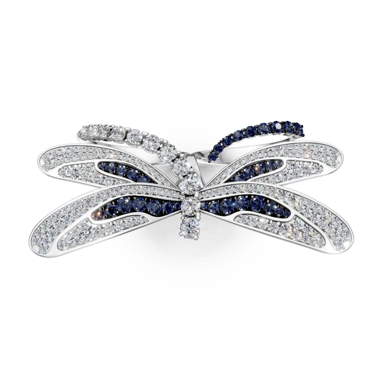 Inel din aur alb de 18K cu safire de 1.24ct si diamante de 2.1ct