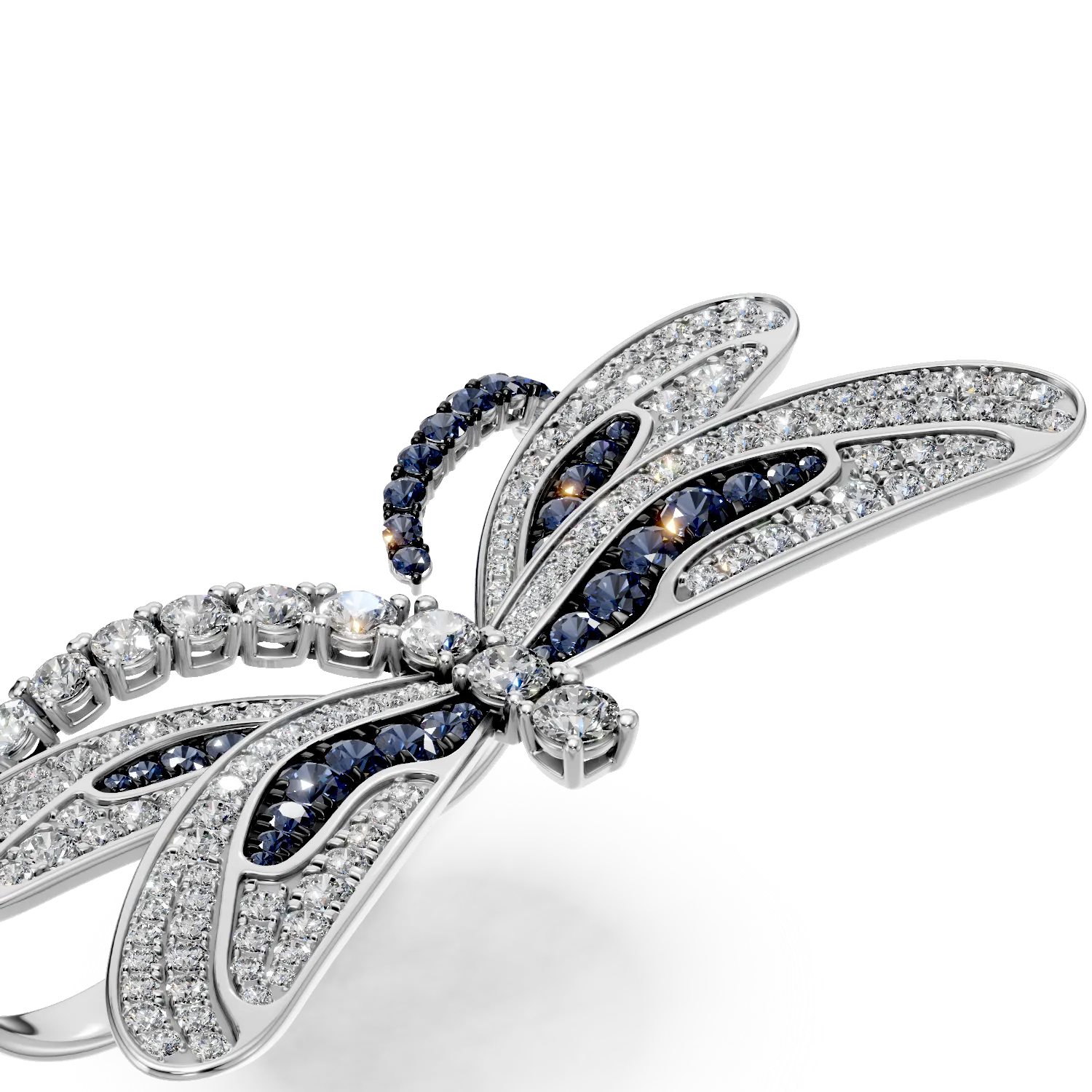 Inel din aur alb de 18K cu safire de 1.24ct si diamante de 2.1ct