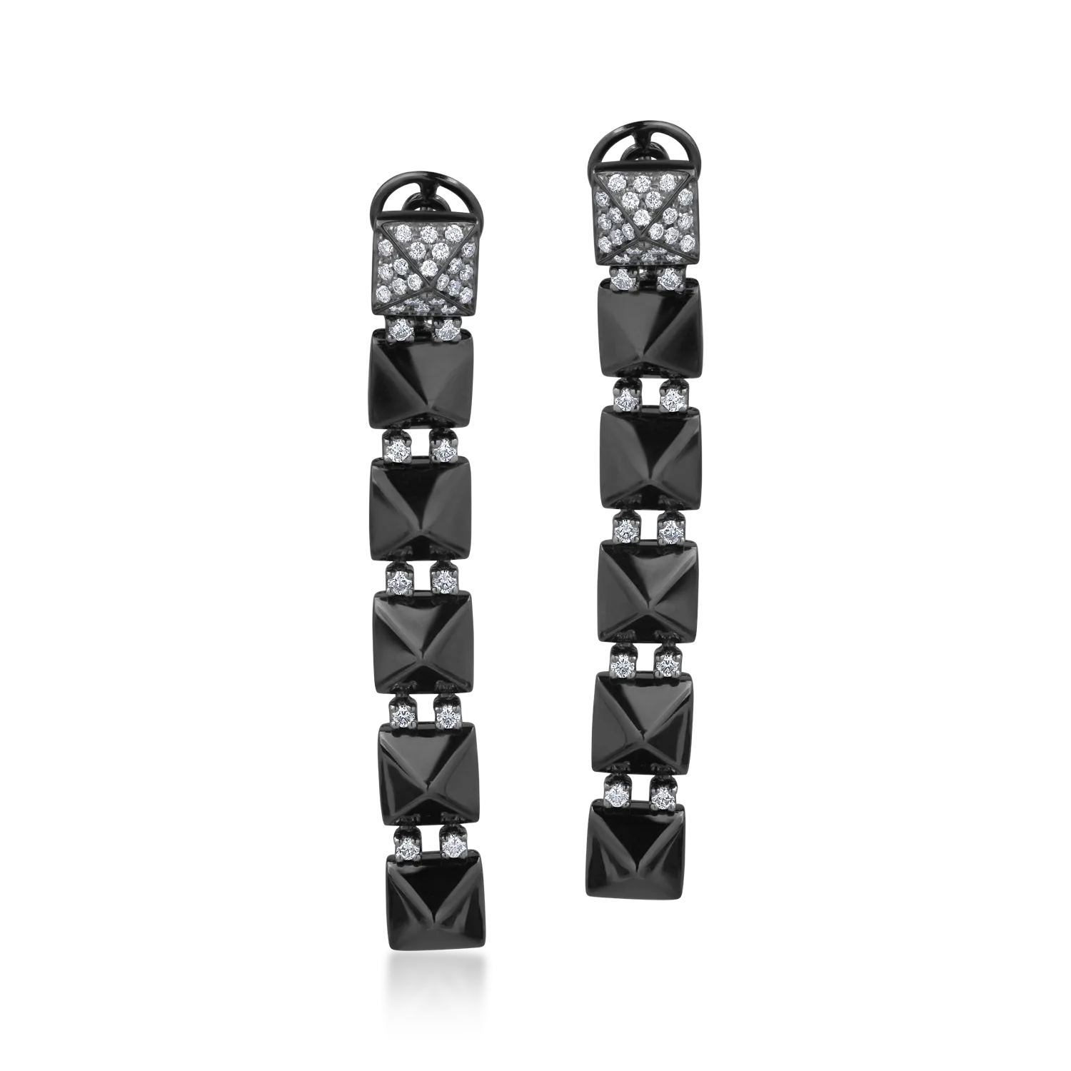 Cercei din aur negru cu diamante de 0.85ct