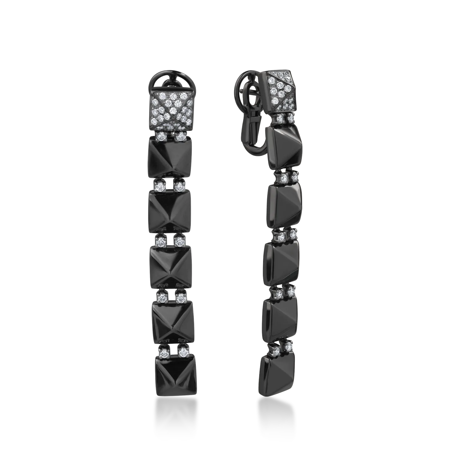 Cercei din aur negru cu diamante de 0.85ct