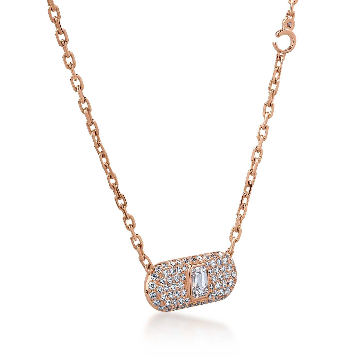 18K rose gold pendant necklace with 1.19ct diamonds