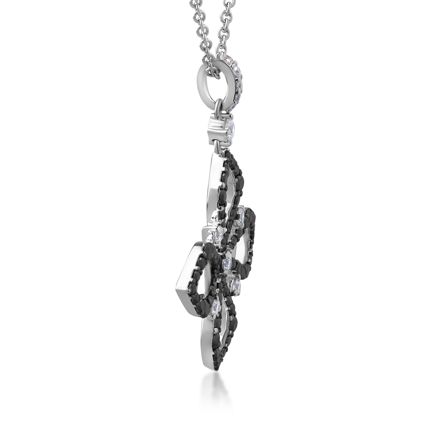 Колие с висулка от 18K бяло злато с 0.81ct прозрачни диаманти и 0.94ct черни диаманти