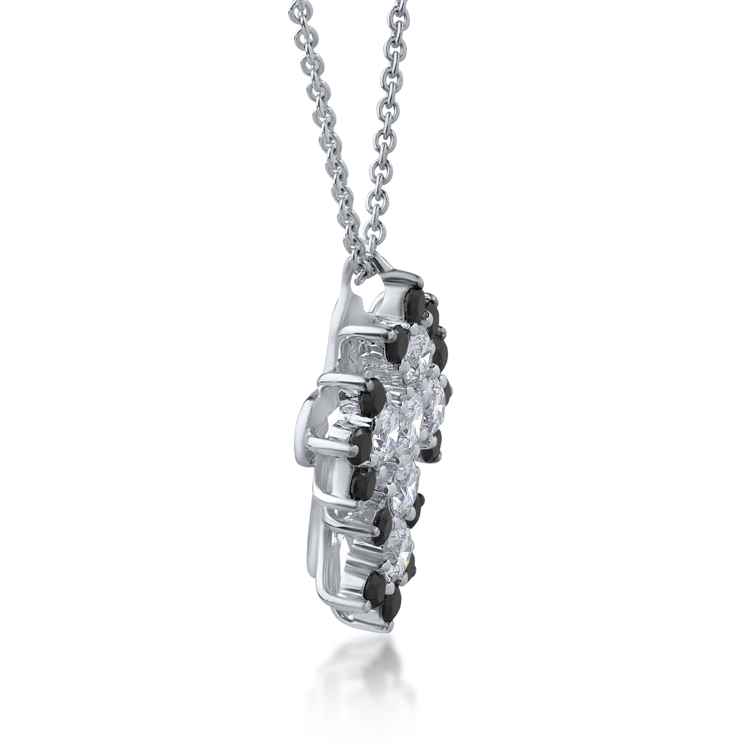 18K fehérarany keresztfüggő nyaklánc 0.61ct tiszta gyémántokkal és 0.41ct fekete gyémántokkal