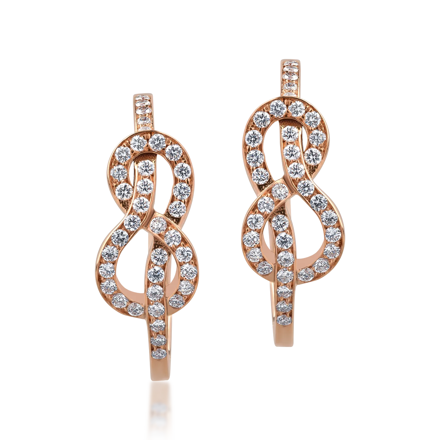 Cercei din aur roz cu diamante de 0.5ct