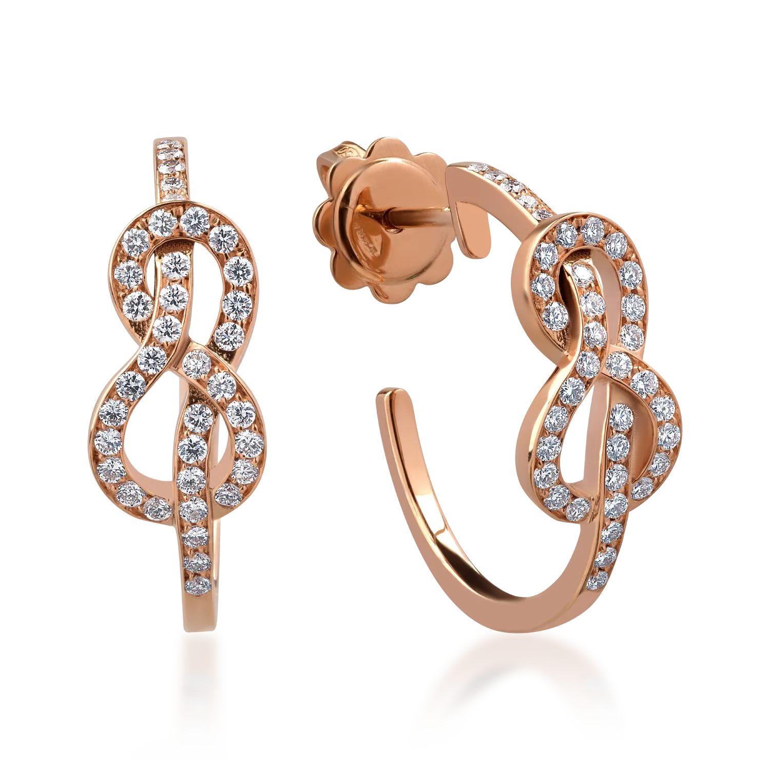 Teilor Cercei din aur roz cu diamante de 0.5ct