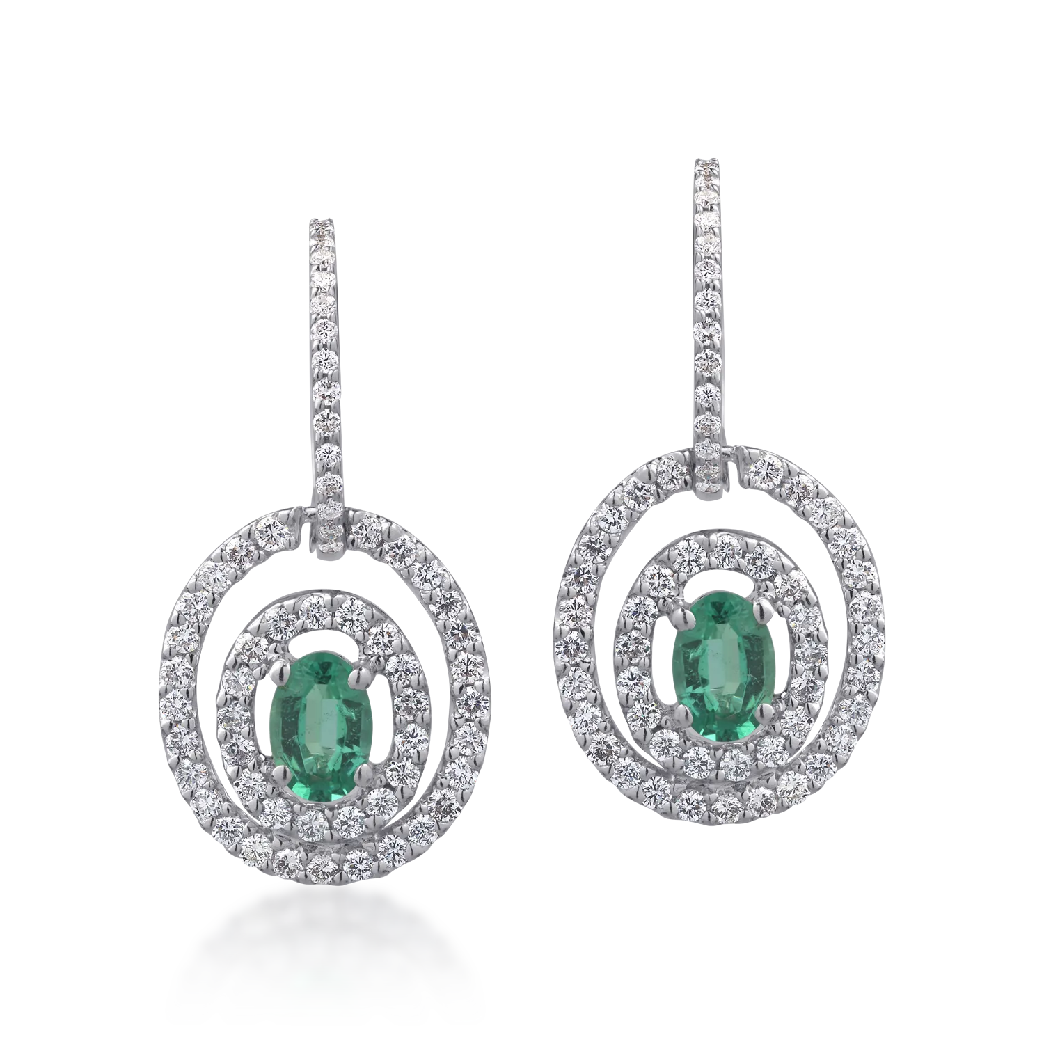 18K white gold earrings with 0.84ct emeralds and 1.04ct diamonds