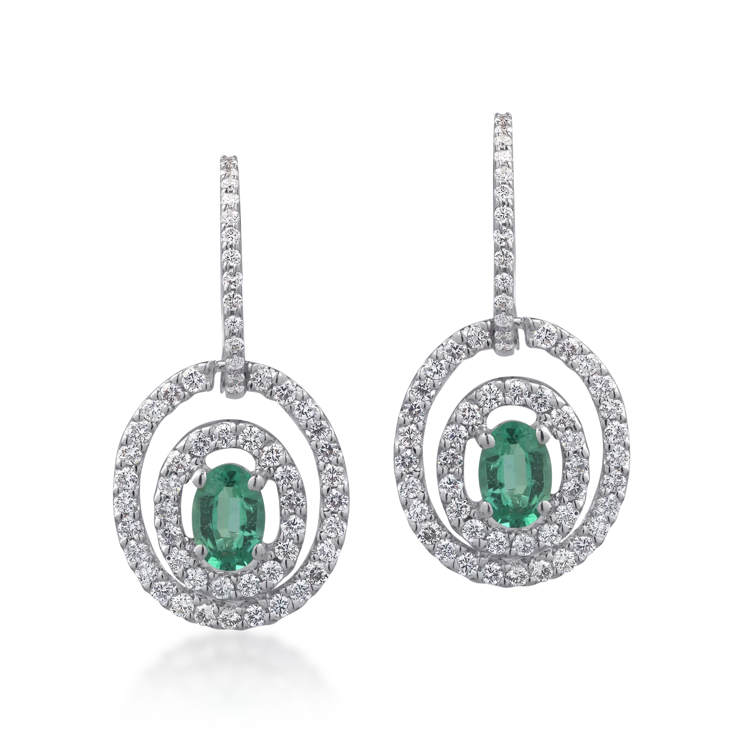 Kolczyki z 18K białego złota ze szmaragdami o masie 0.84ct i diamentami o masie 1.04ct-126747