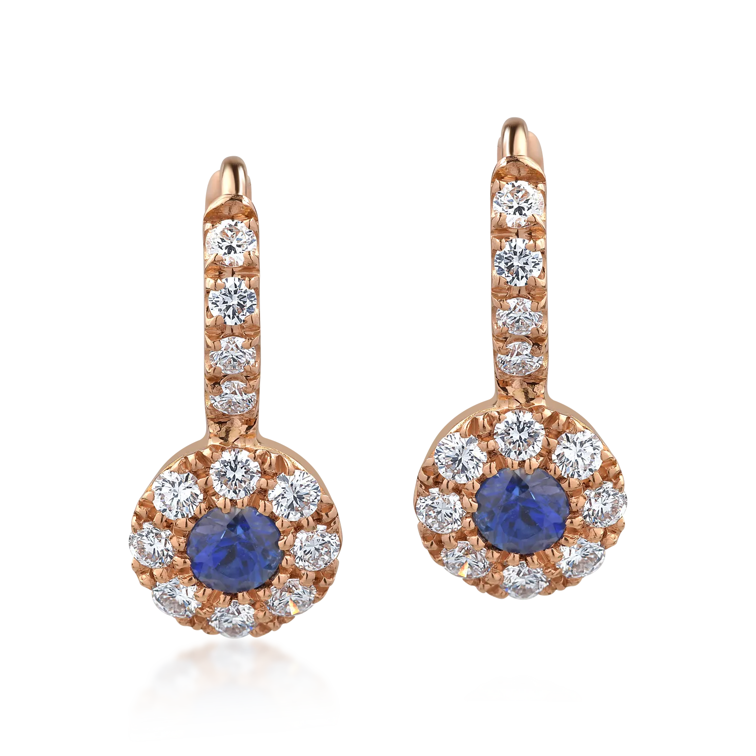 18K rose gold earrings with 0.34ct sapphires and 0.46ct diamonds