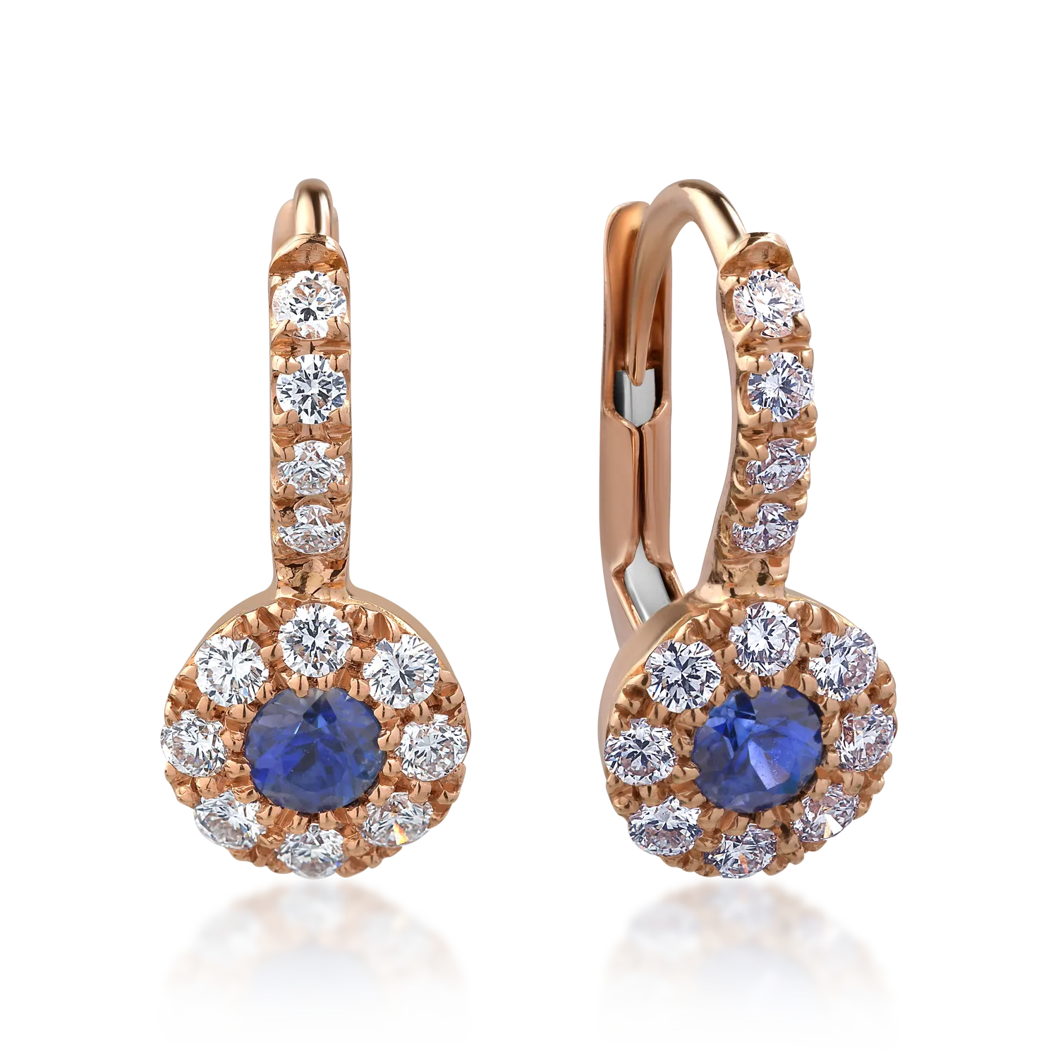 18K rose gold earrings with 0.34ct sapphires and 0.46ct diamonds