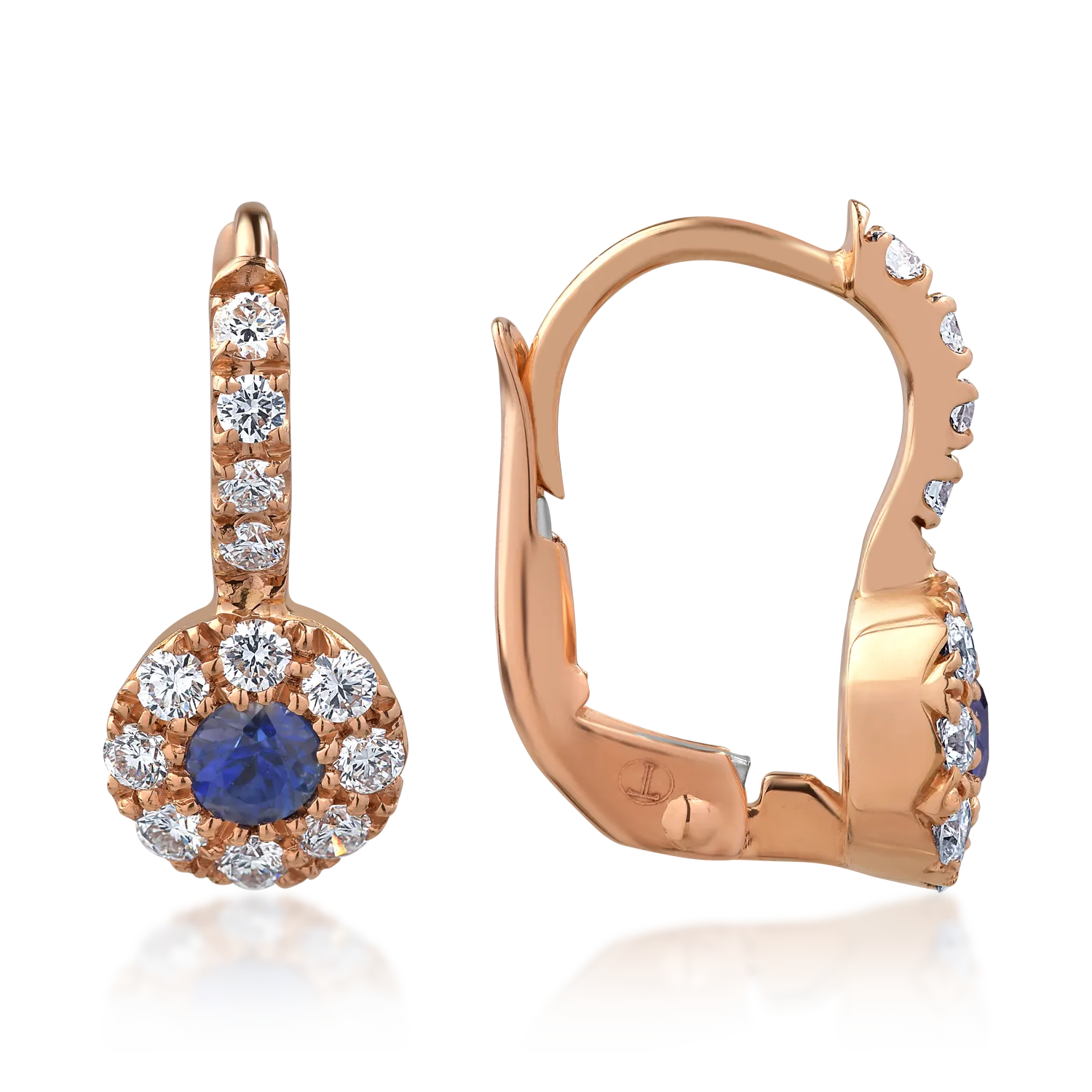 18K rose gold earrings with 0.34ct sapphires and 0.46ct diamonds