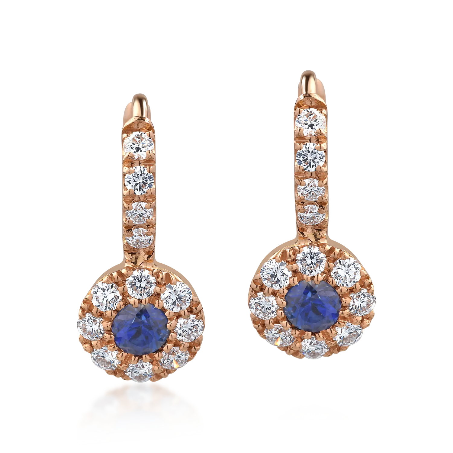 Cercei din aur roz de 18K cu safire de 0.34ct si diamante de 0.46ct-126754