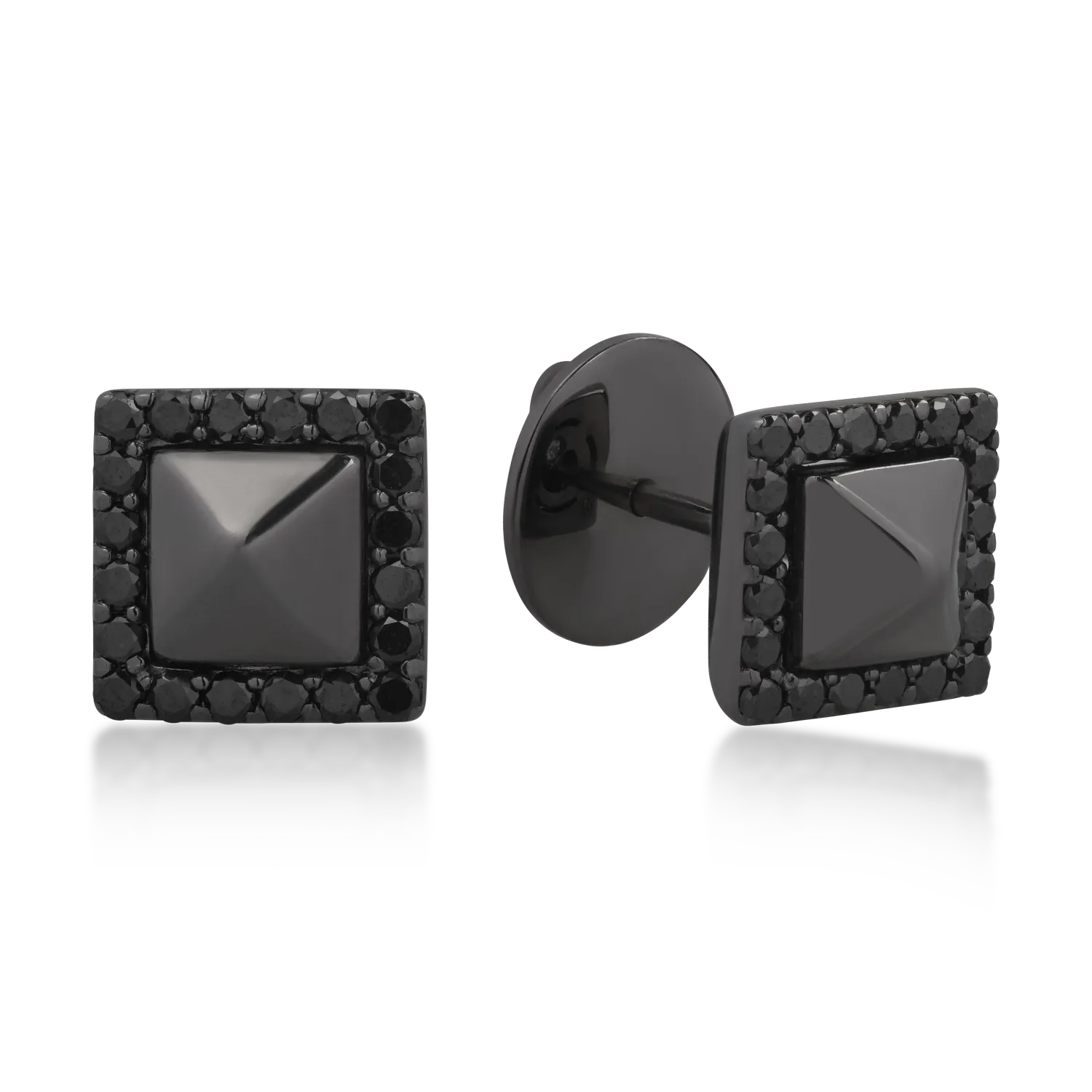 Cercei din aur negru cu diamante negre de 0.54ct si diamante transparente de 0.02ct