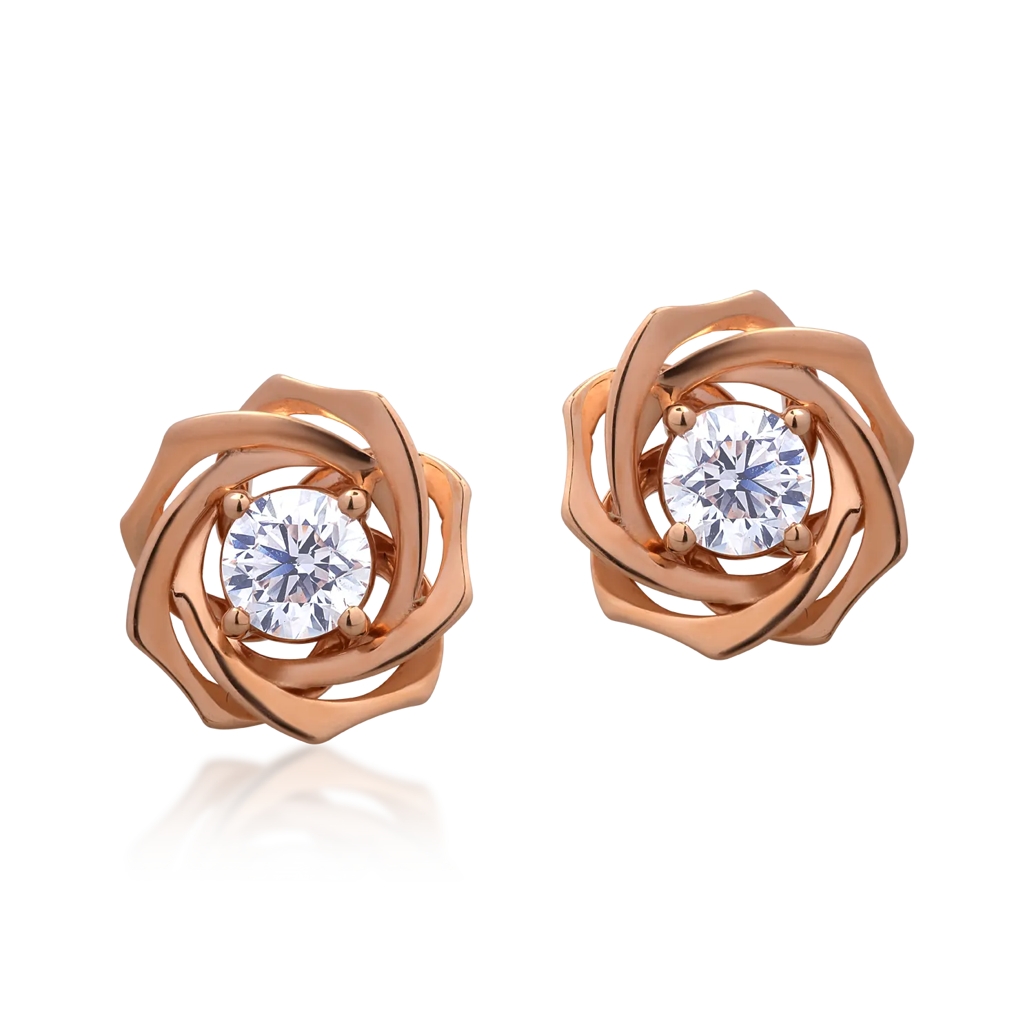Cercei din aur roz cu diamante de 0.6ct